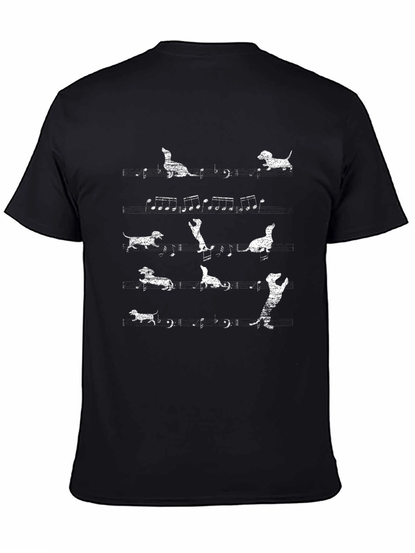 Black Dachshund Music Notes Black T-Shirt view 4