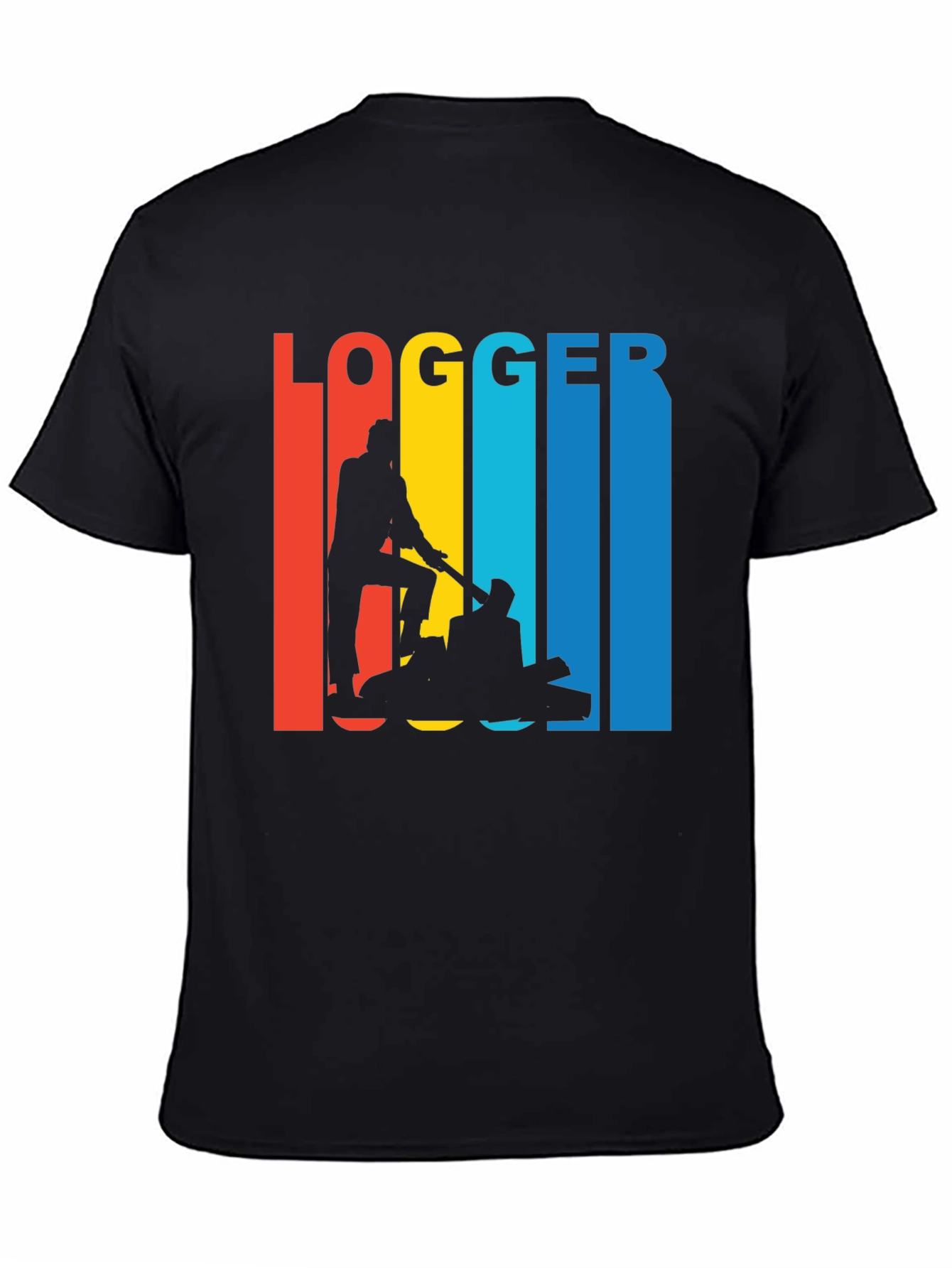 Black Logger Retro T-Shirt - Lumberjack Graphic Tee view 4