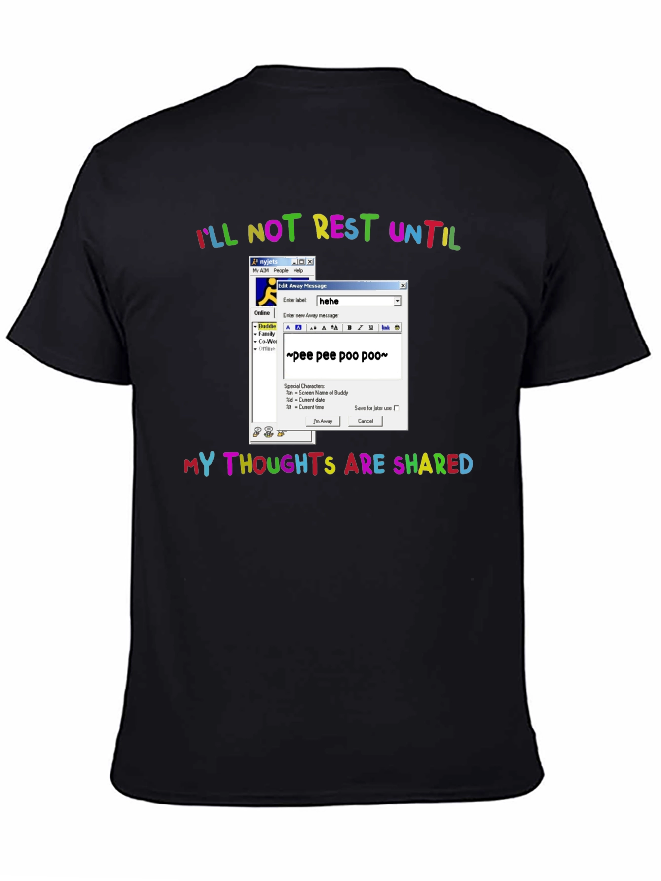 Black I'll Not Rest Until Thoughts Shared Graphic Tee view 4