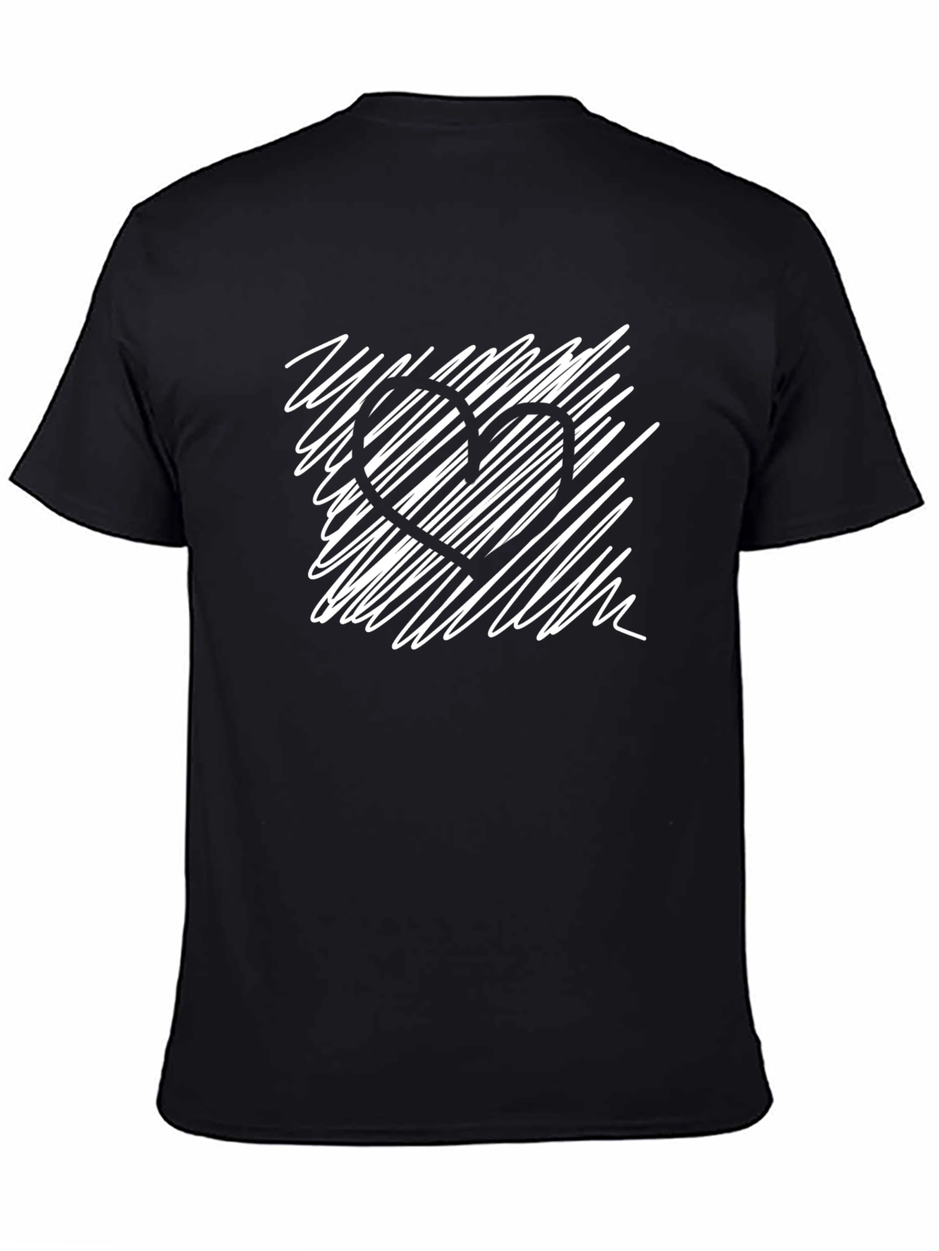 Black Heart Scribble Graphic Black T-Shirt view 4