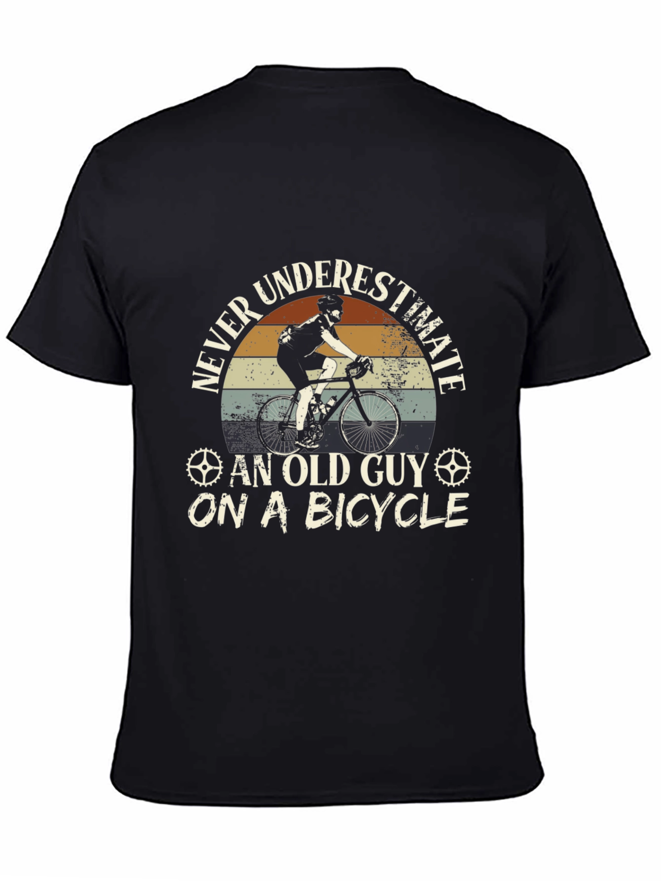 Black Never Underestimate Old Guy on a Bicycle T-Shirt view 4