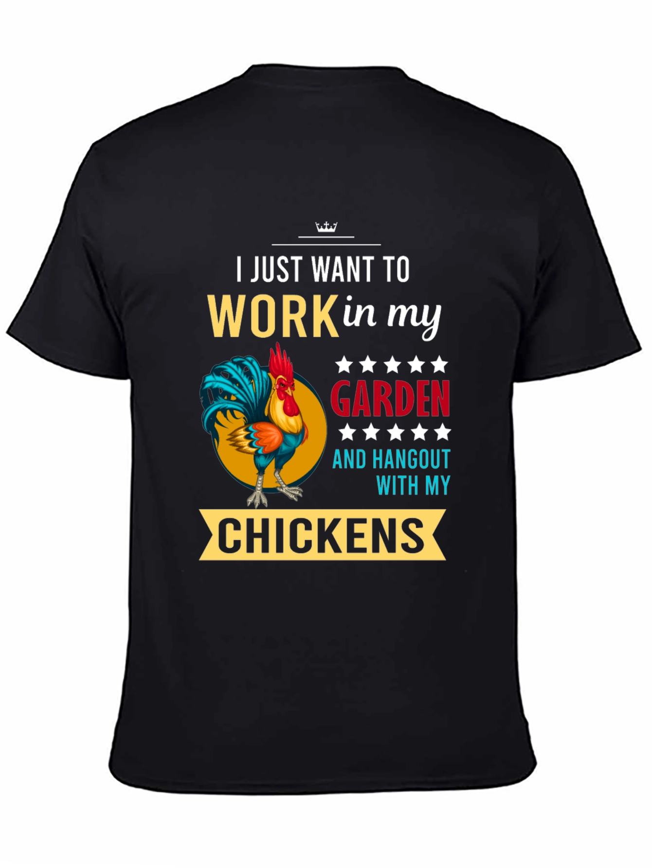 Black Gardening Chicken T-Shirt - Work in My Garden view 4