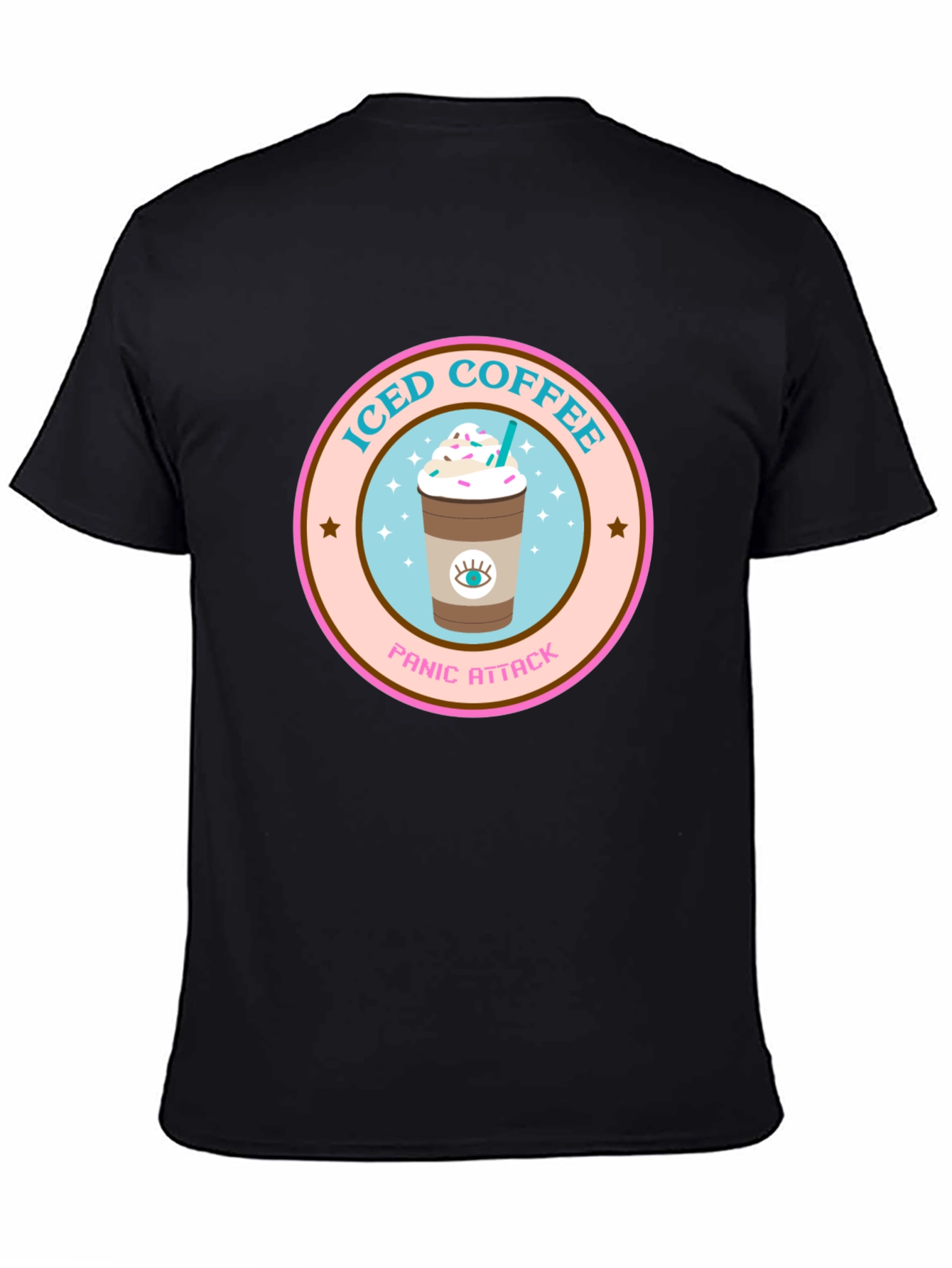 Black Iced Coffee Panic Attack Graphic Tee view 4