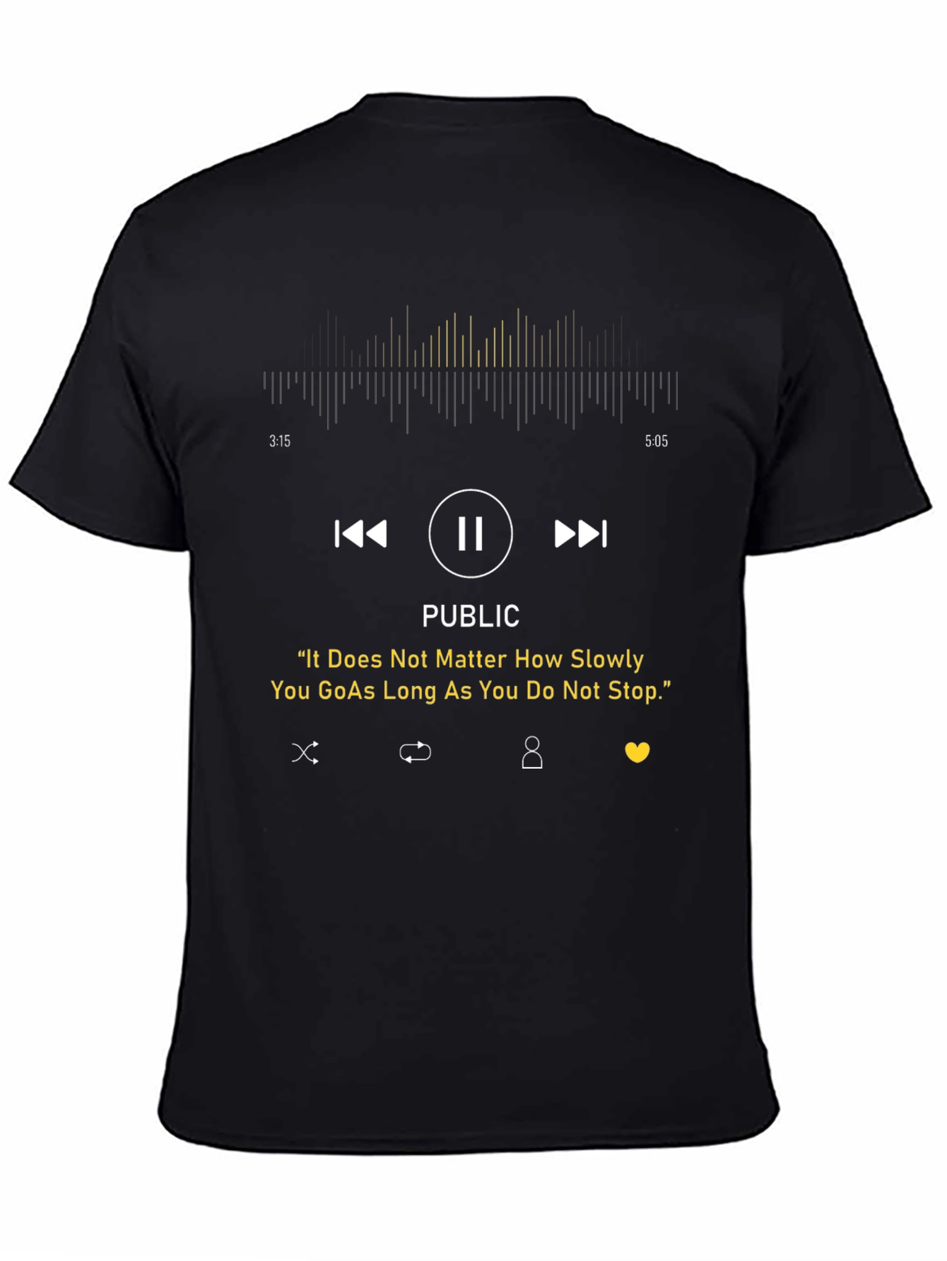 Black Inspirational Music Player T-Shirt view 4
