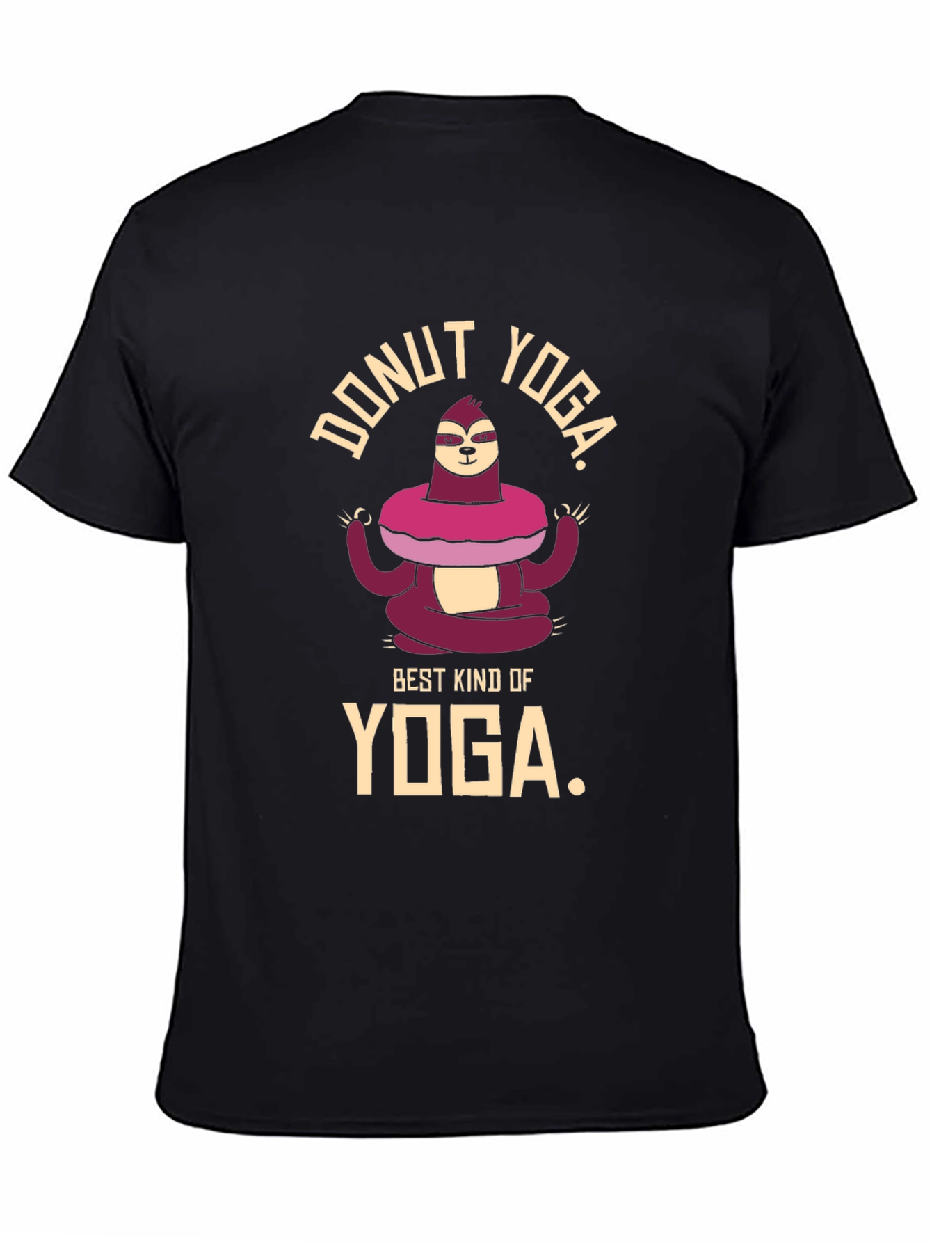Black Donut Yoga Sloth T-Shirt view 4