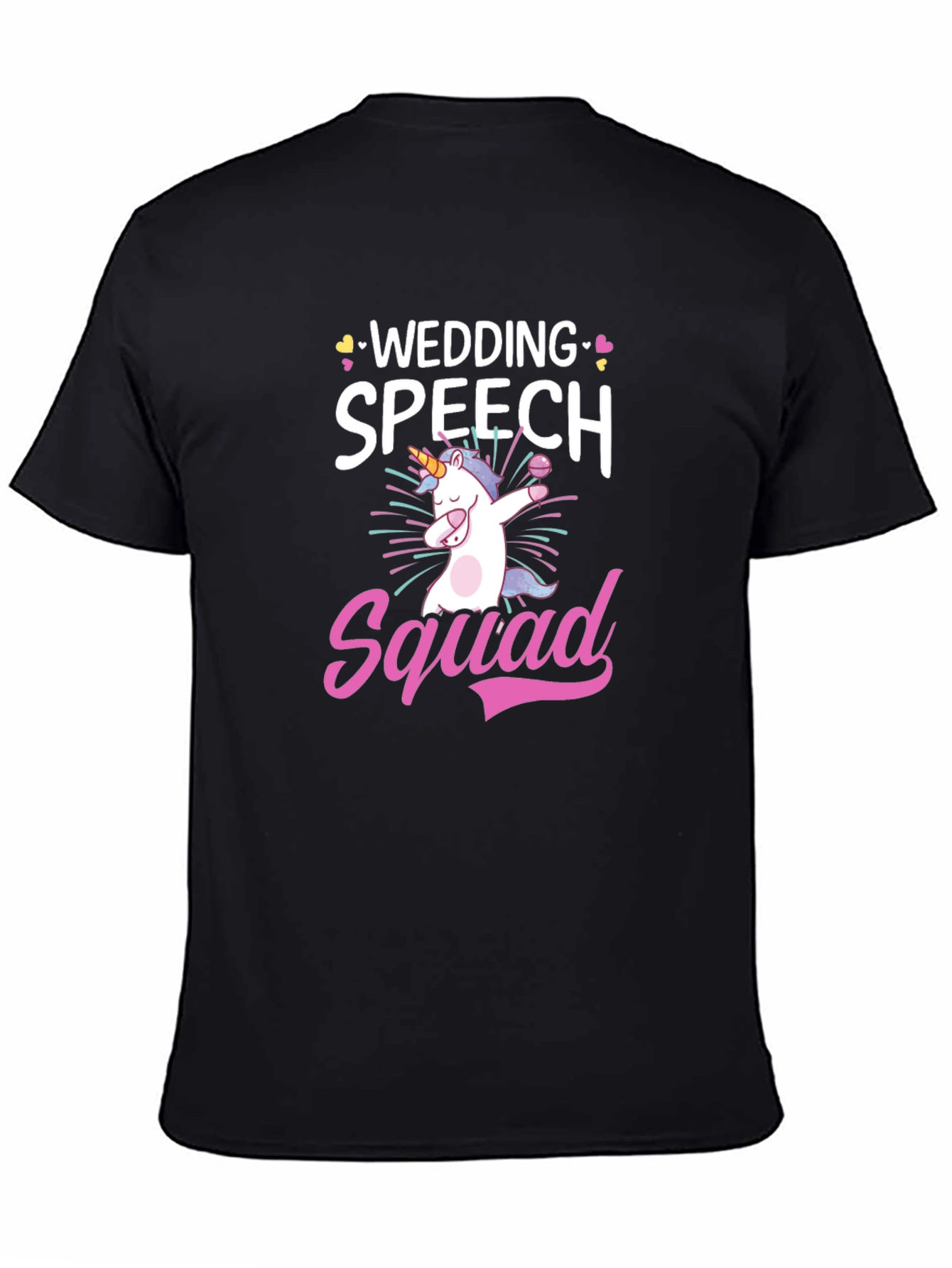 Black Wedding Speech Squad Unicorn T-Shirt view 4