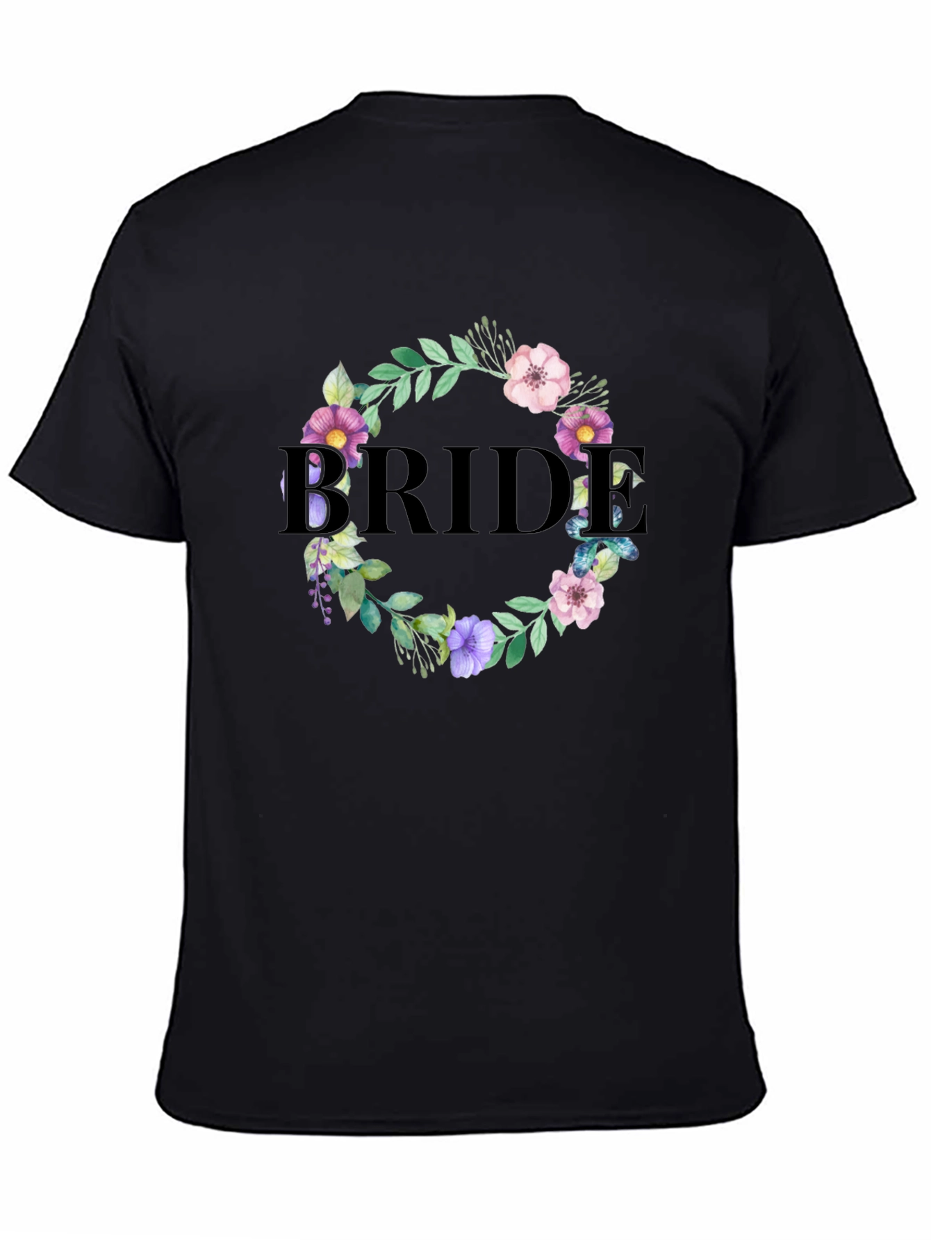 Black Bride Floral Wreath Graphic T-Shirt view 4