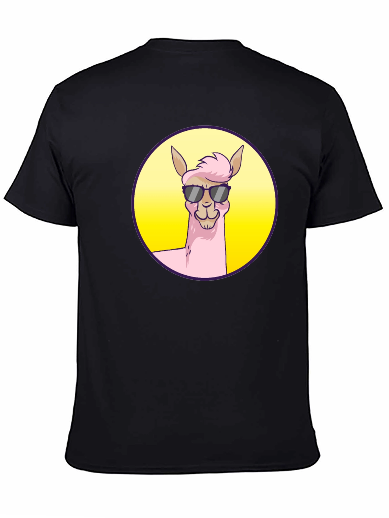 Black Cool Llama Graphic Tee - Black Unisex T-Shirt view 4