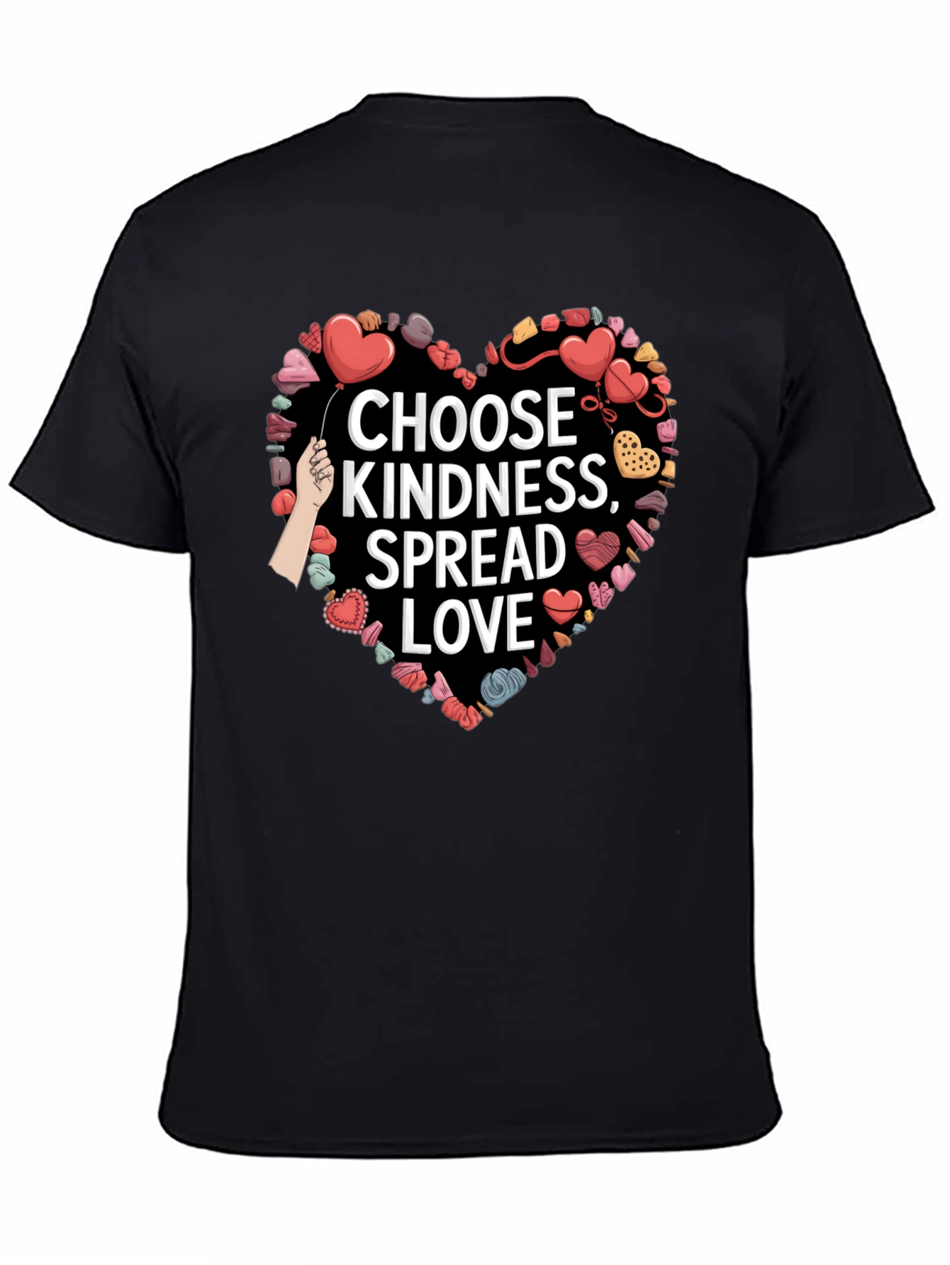 Black Choose Kindness, Spread Love - Heart Graphic Tee view 4