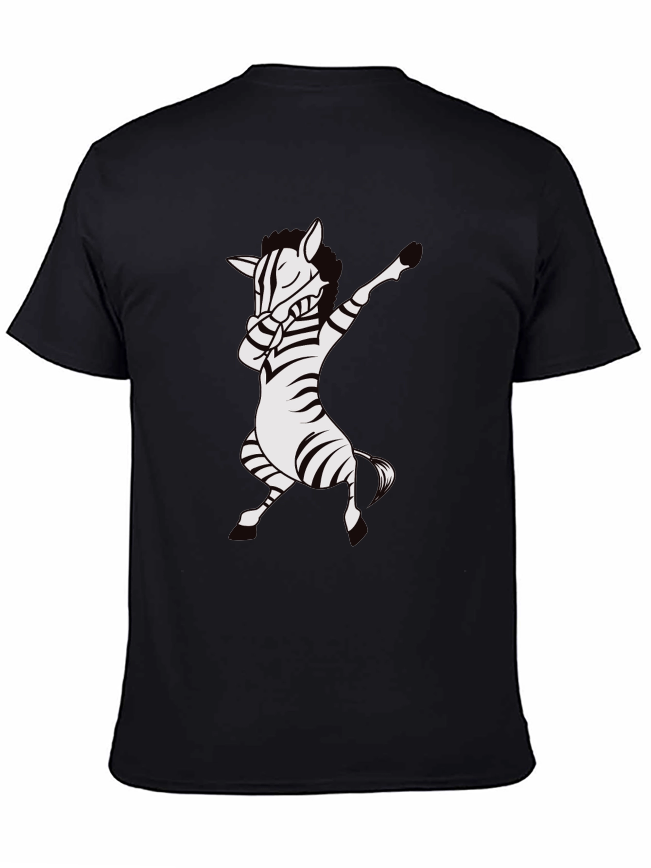 Black Dabbing Zebra T-Shirt - Black Cotton Tee view 4