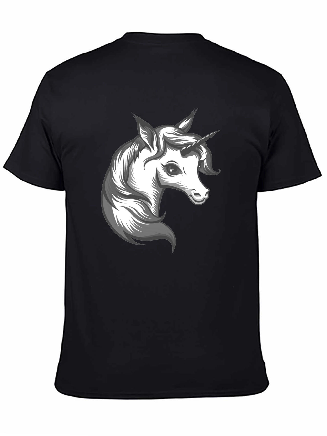 Black Unicorn Graphic Black T-Shirt - Fantasy Men's Tee view 4