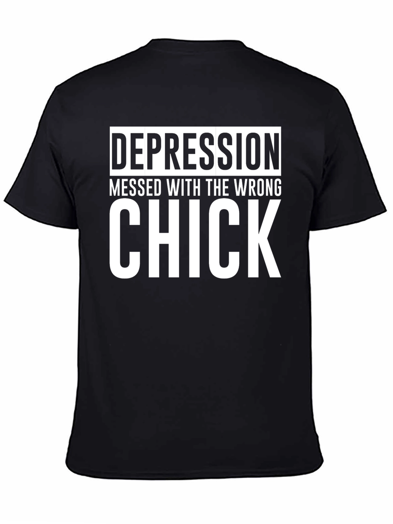 Black Depression Messed with Wrong Chick T-Shirt view 4