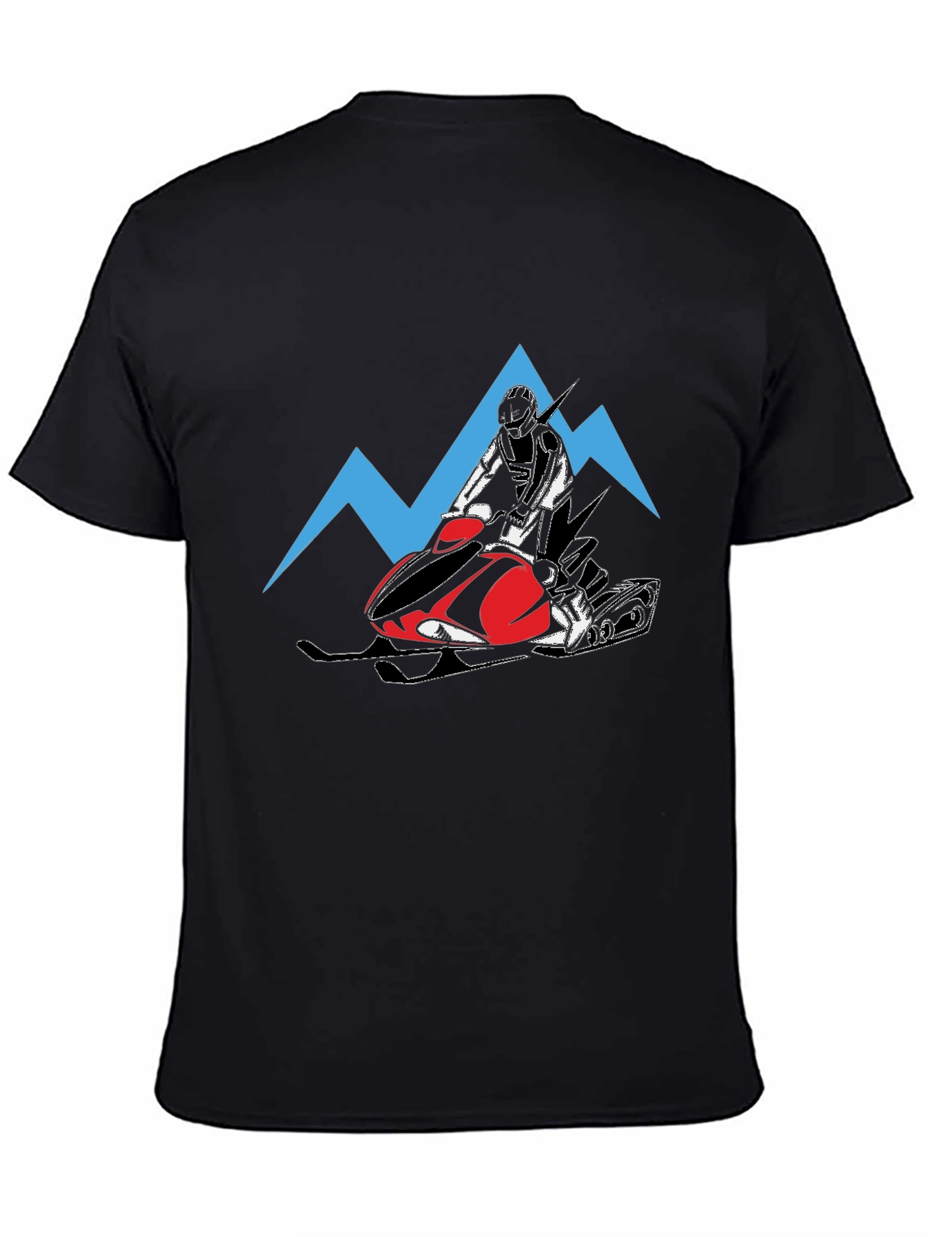 Black Snowmobile Rider Graphic Tee - Black Cotton T-Shirt view 4