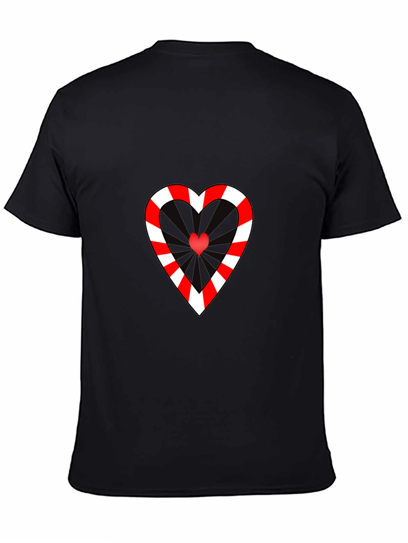 Black Striped Heart Graphic T-Shirt view 4