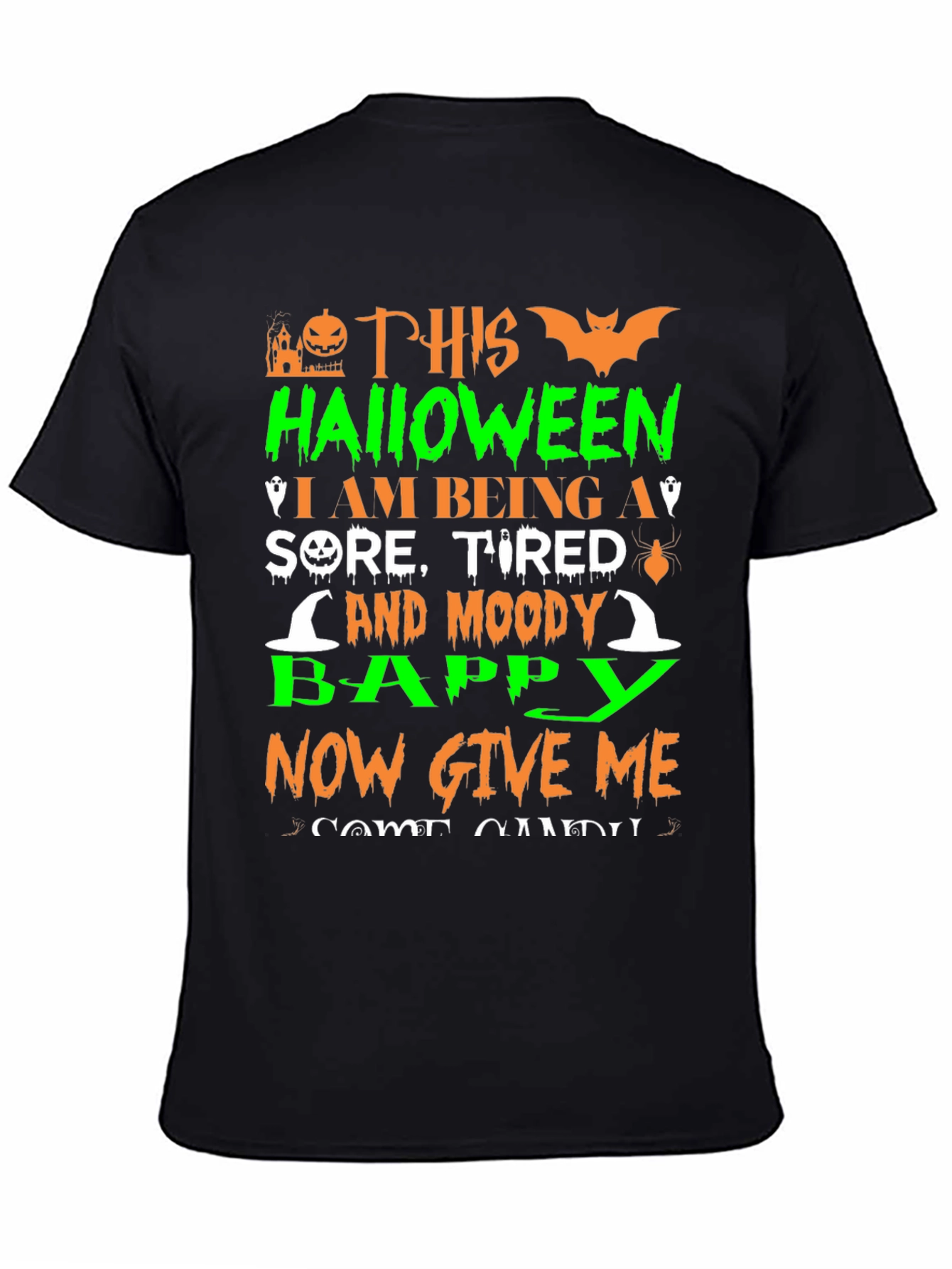 Black Funny Halloween Bappy T-Shirt view 4
