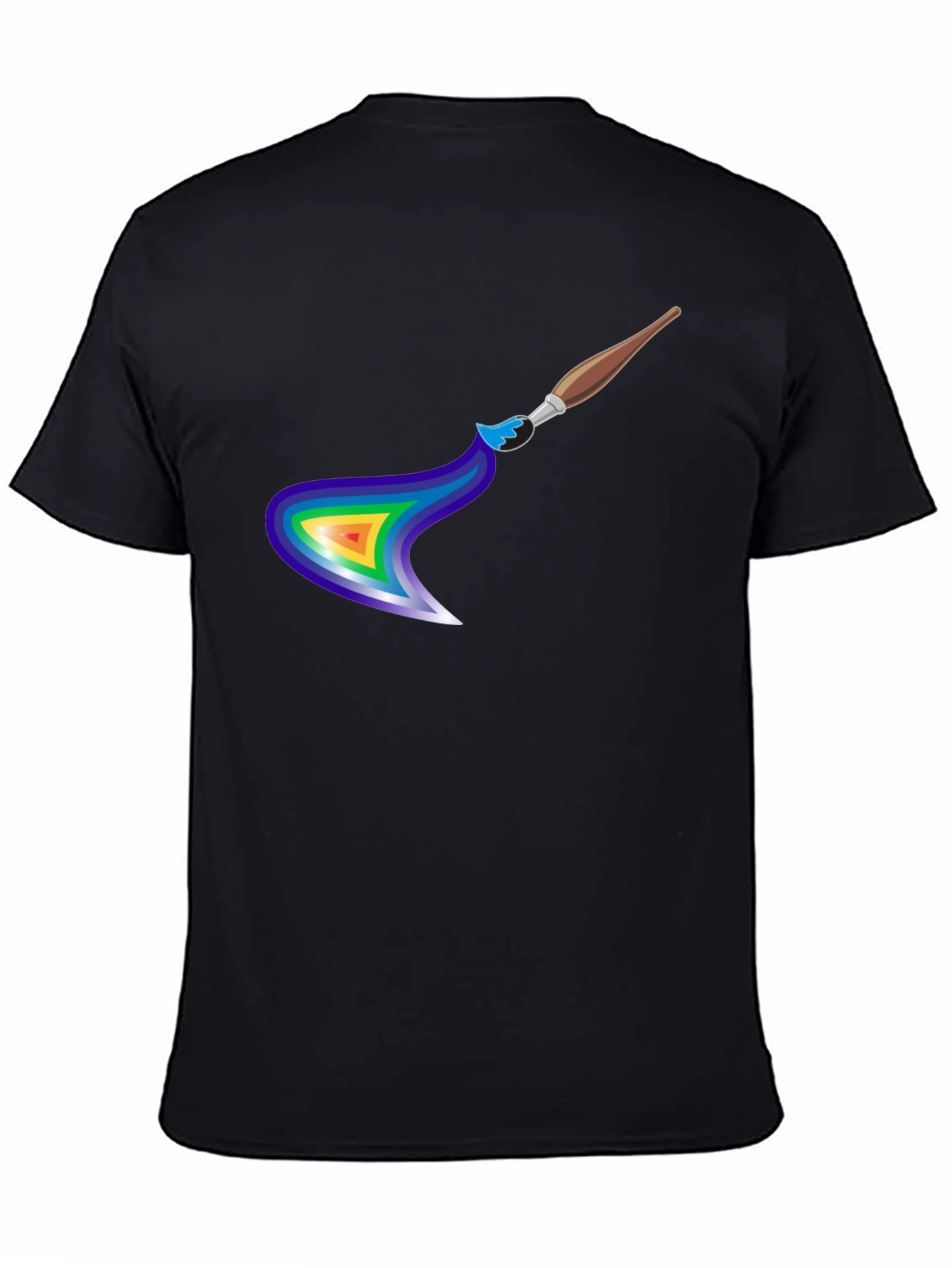 Black Rainbow Paintbrush Design T-Shirt view 4