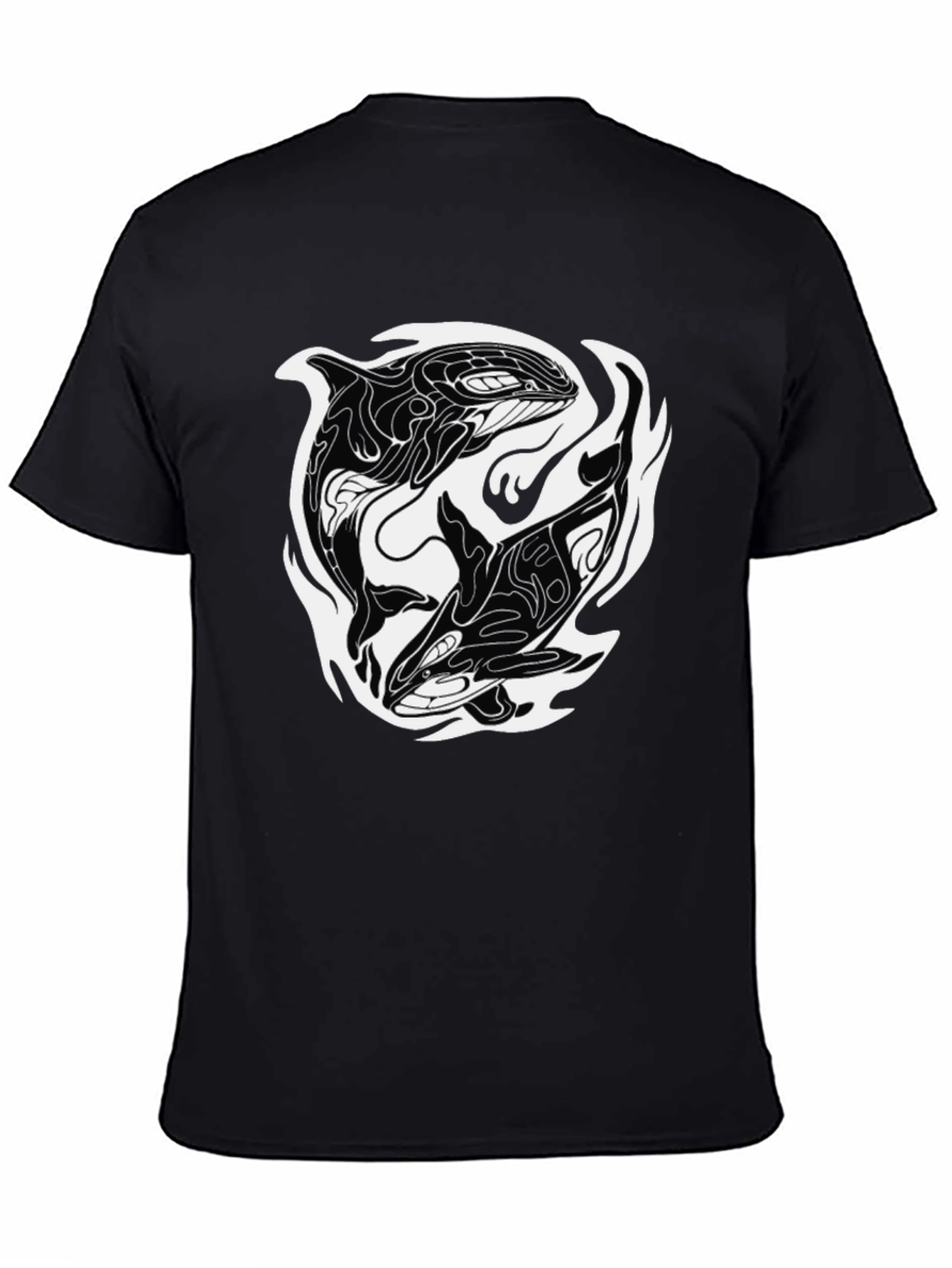 Black Orca Yin Yang Graphic Tee - Black Cotton Blend view 4