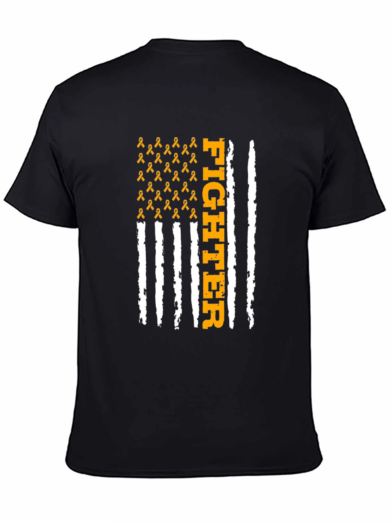 Black Fighter Ribbon Flag T-Shirt view 4