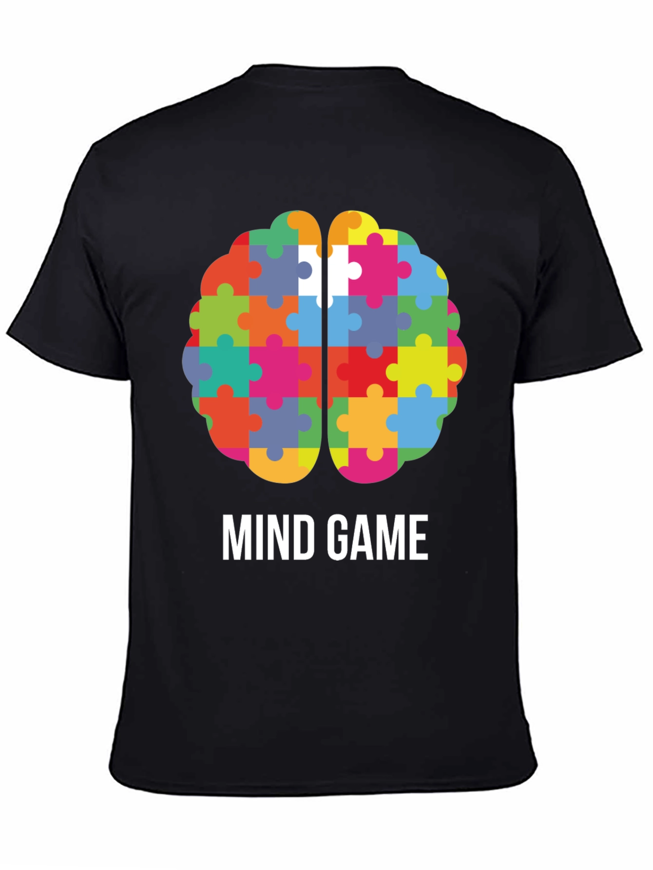 Black Mind Game Puzzle Brain T-Shirt view 4