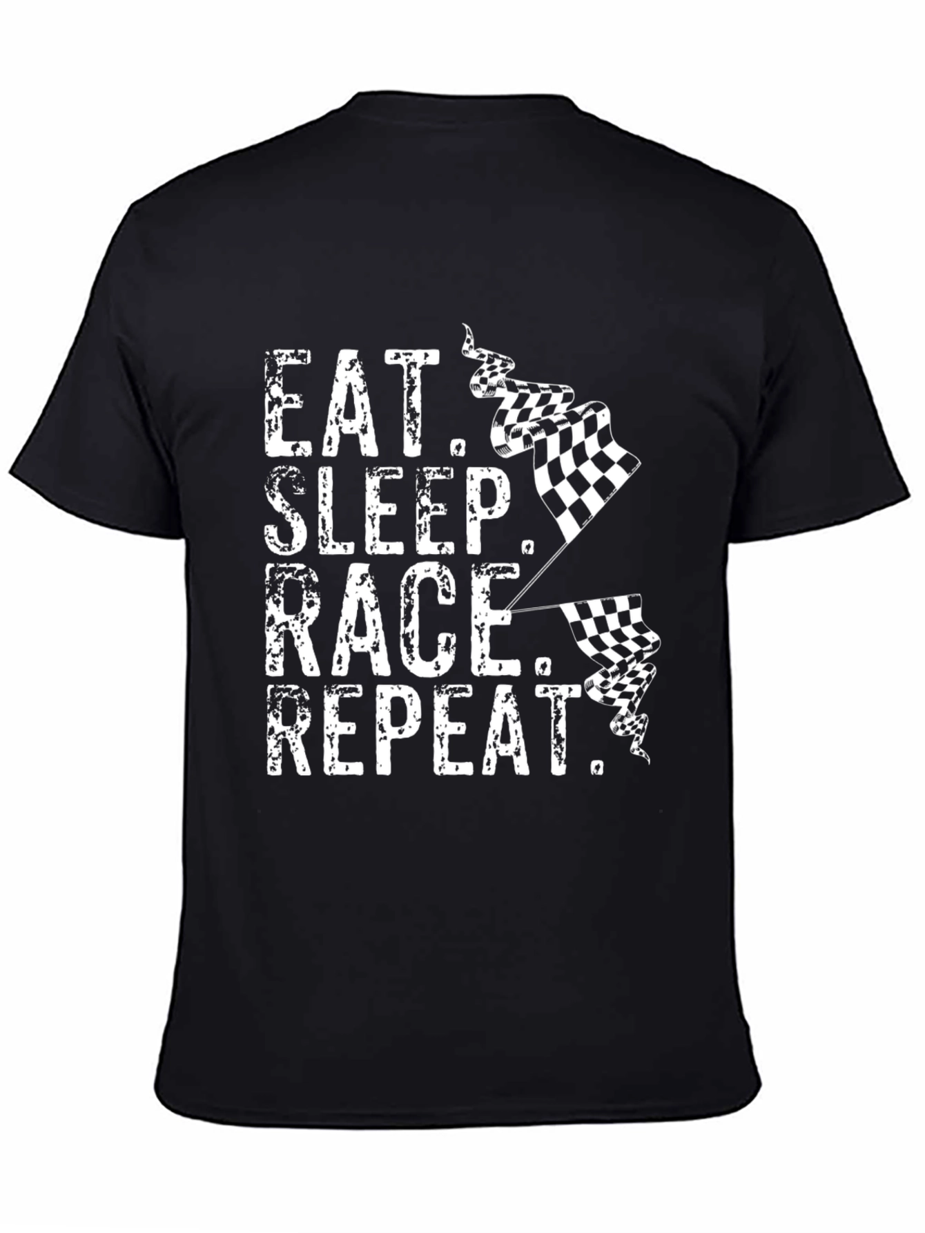 Black Eat Sleep Race Repeat T-Shirt - Racing Fan Apparel view 4
