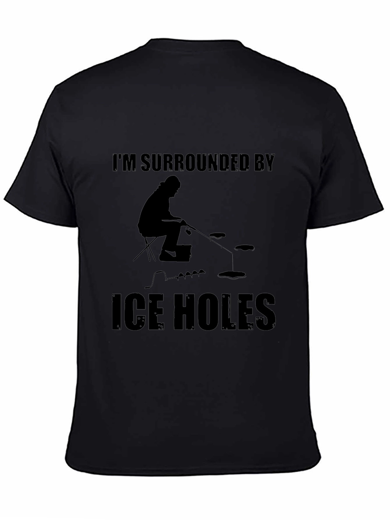 Black I'm Surrounded by Ice Holes Black T-Shirt view 4