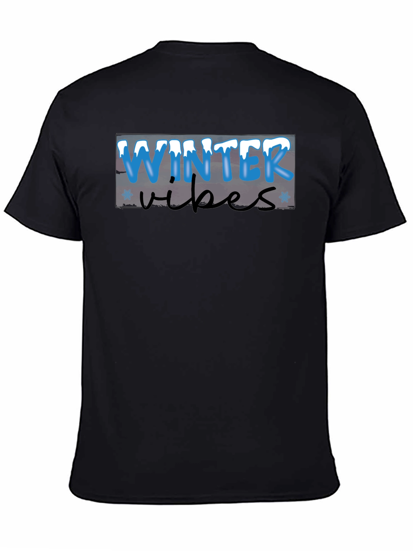 Black Winter Vibes Black T-Shirt view 4