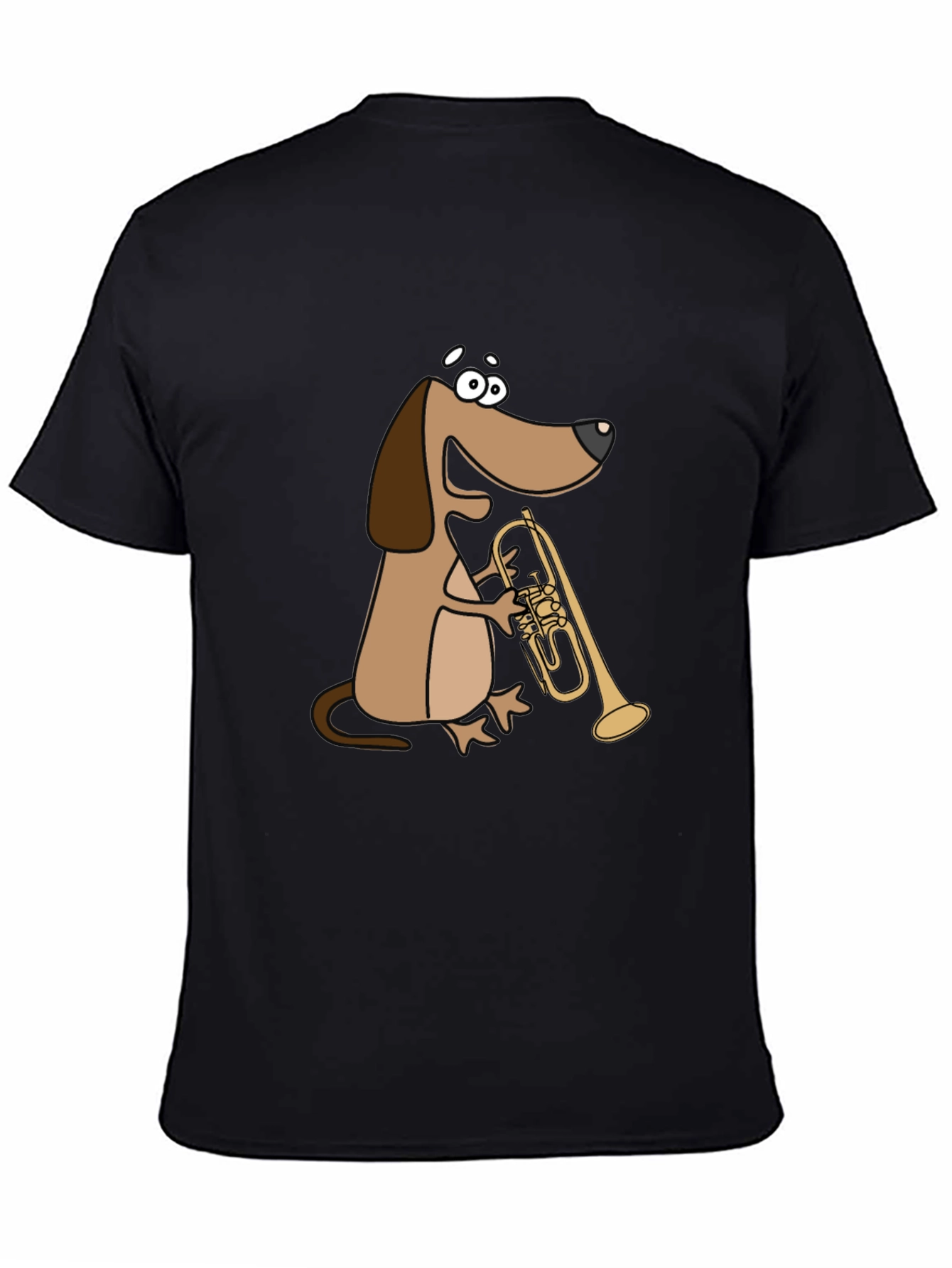 Black Dog Playing Trumpet T-Shirt view 4