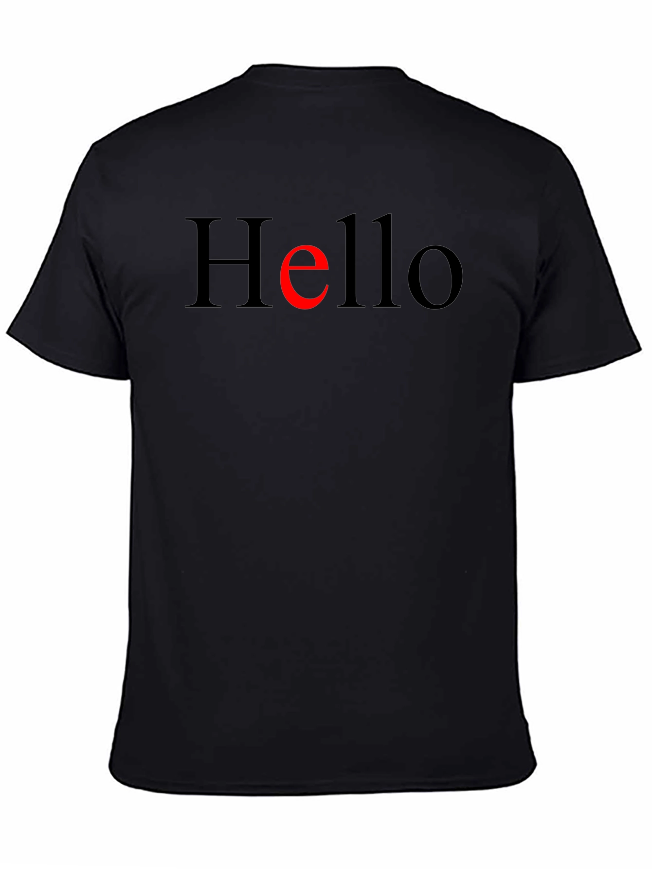 Black Hello Graphic Tee - Black Short Sleeve Crew Neck T-Shirt view 4