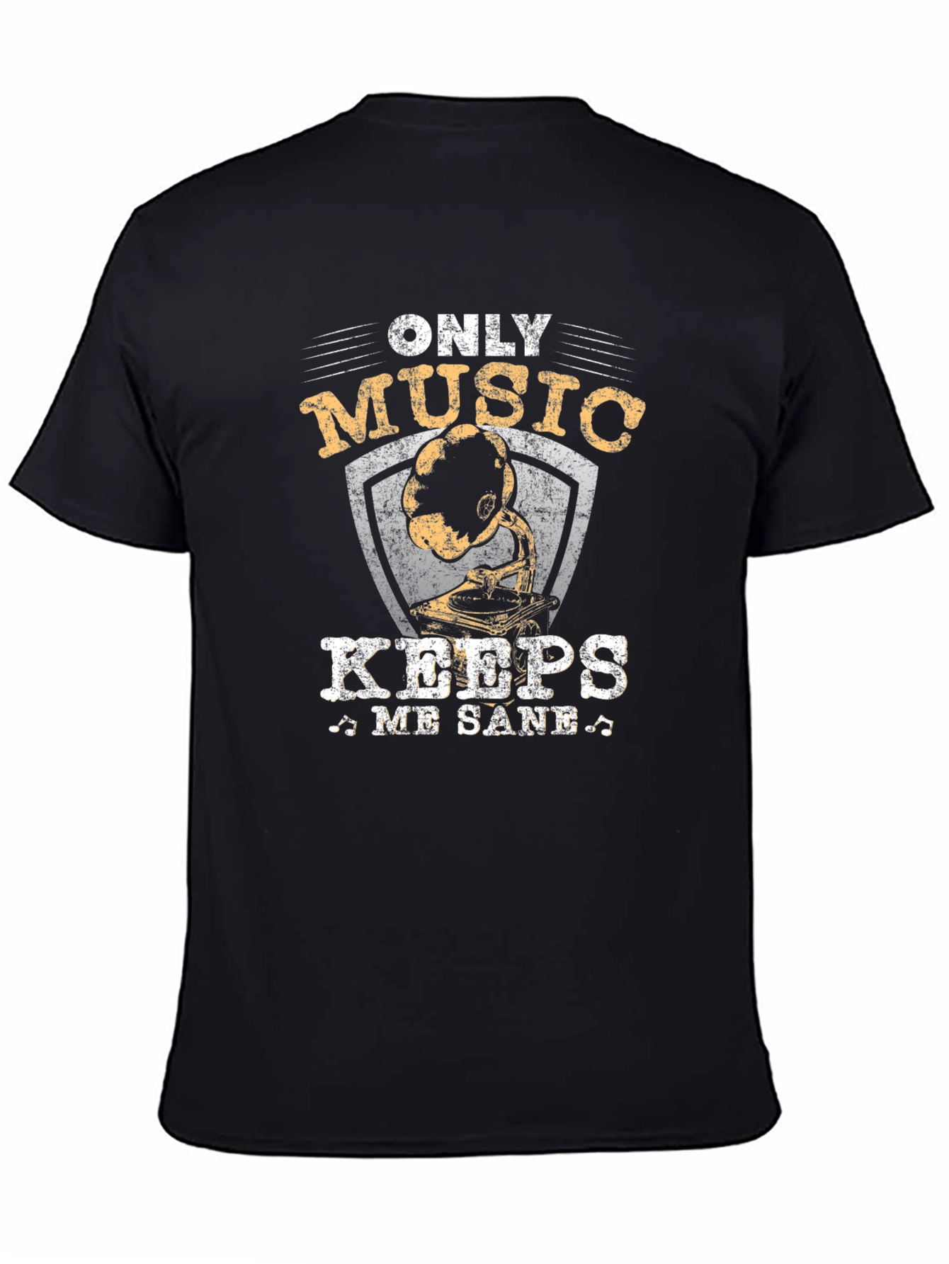 Black Only Music Keeps Me Sane T-Shirt view 4