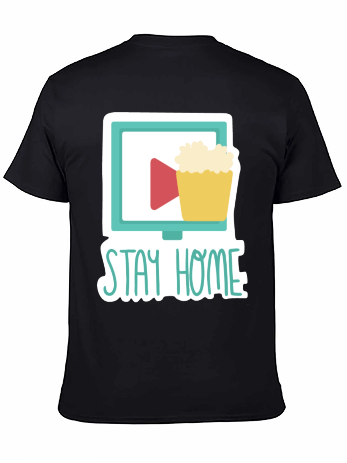 Black Stay Home Movie Night T-Shirt view 4