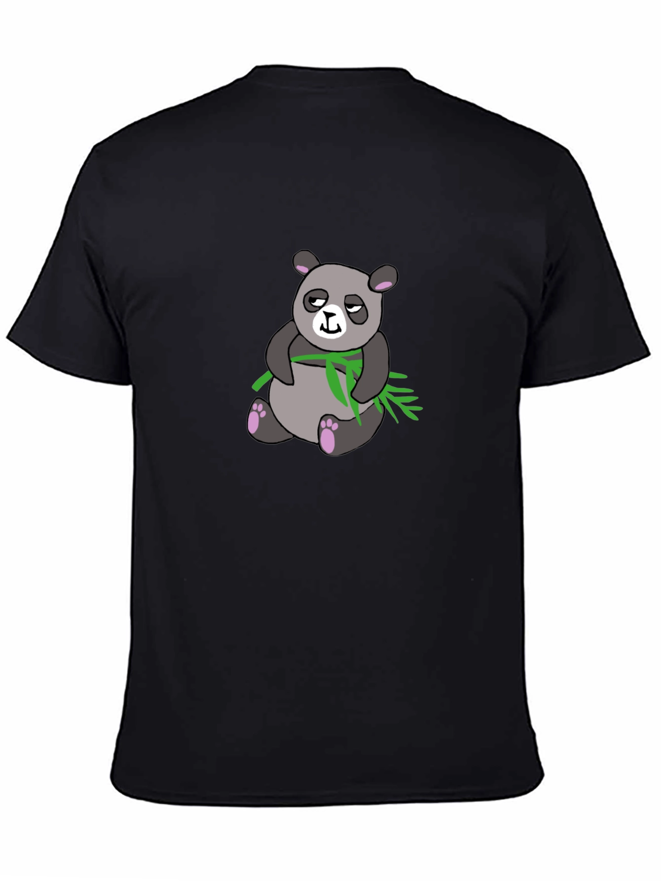Black Panda with Bamboo Graphic Print T-Shirt view 4