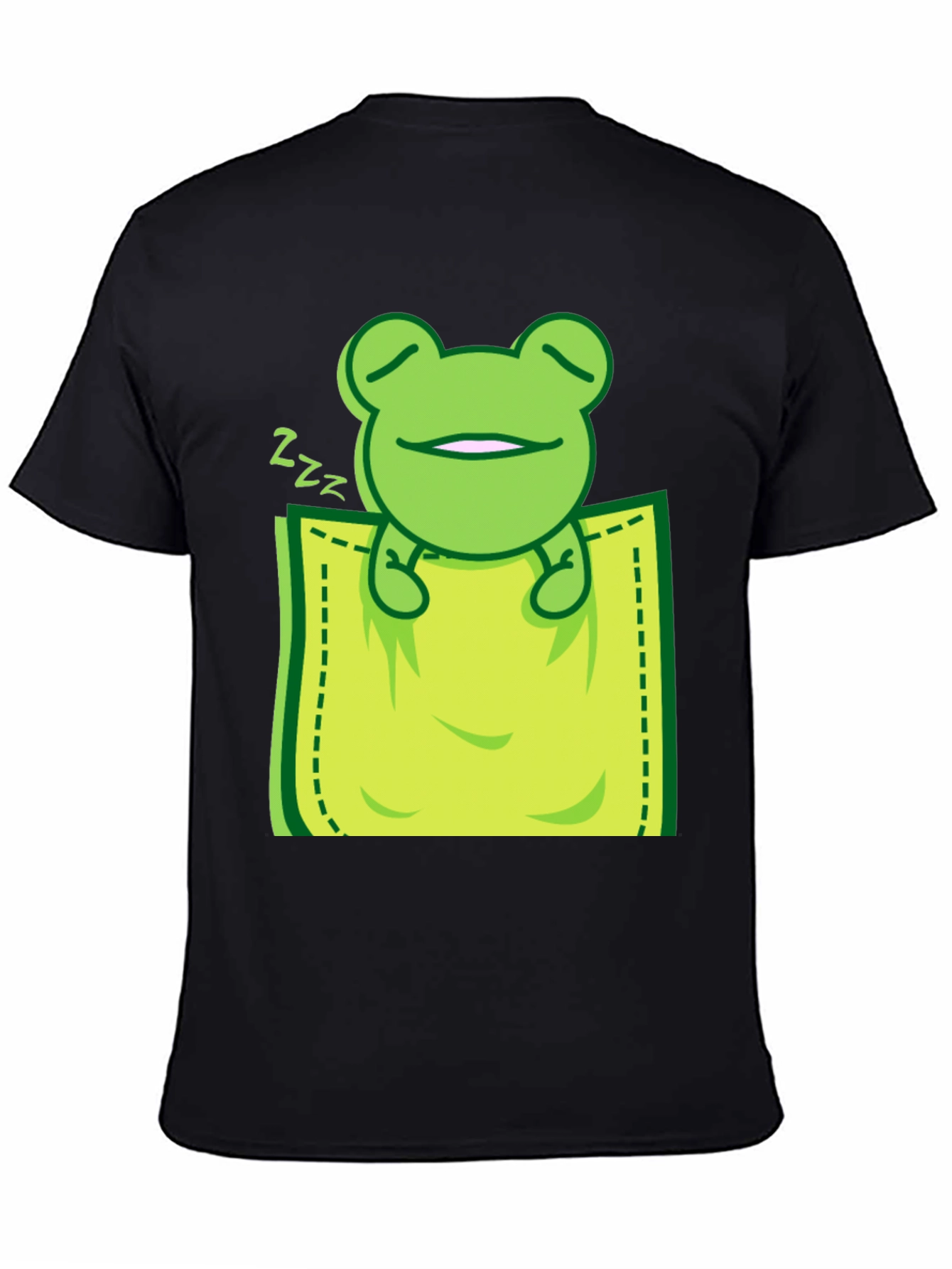 Black Sleeping Frog Pocket T-Shirt - Cute & Comfy view 4