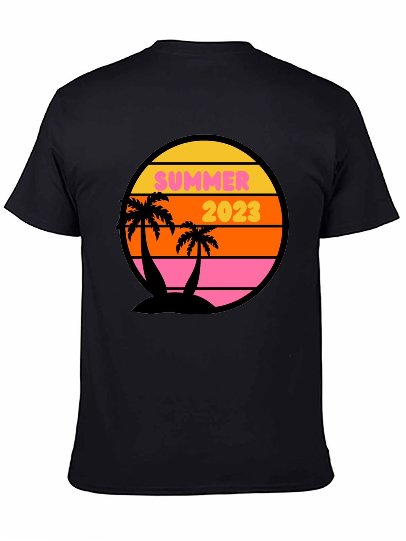 Black Summer 2023 Palm Tree Graphic Tee - Black view 4