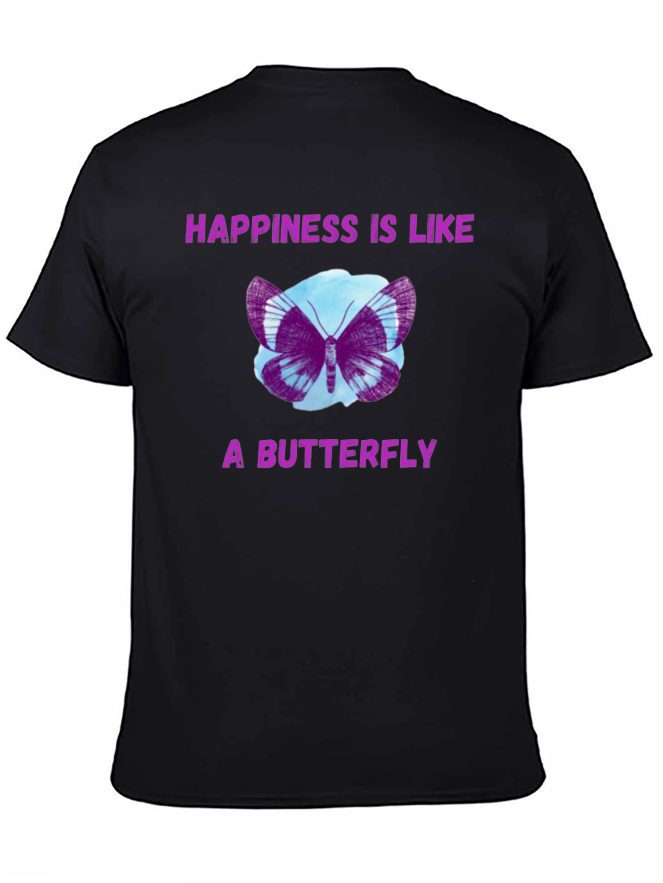 Black Happiness Butterfly Graphic Tee view 4