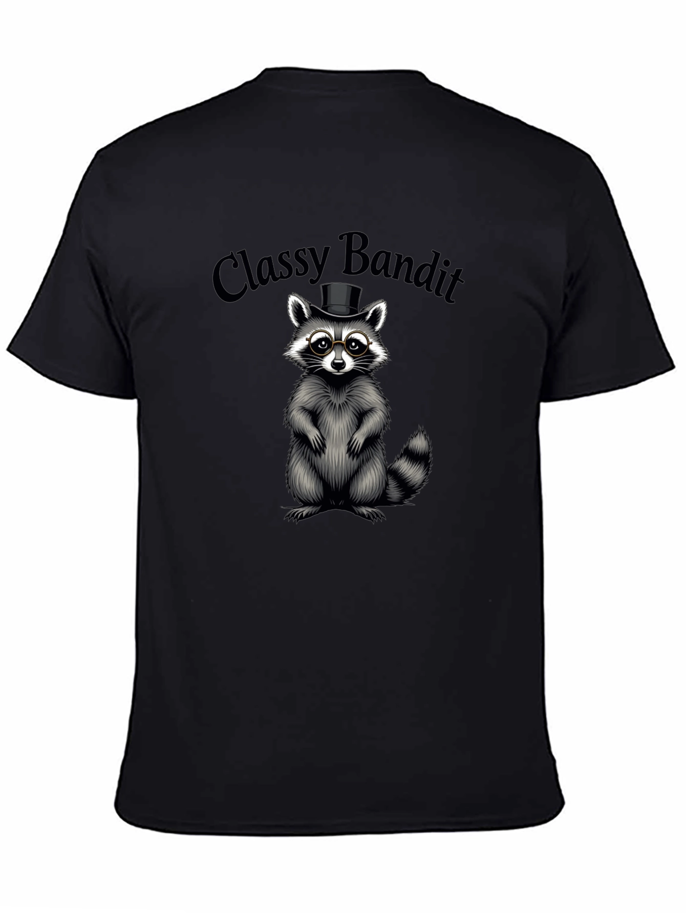 Black Classy Bandit Raccoon Graphic Tee view 4