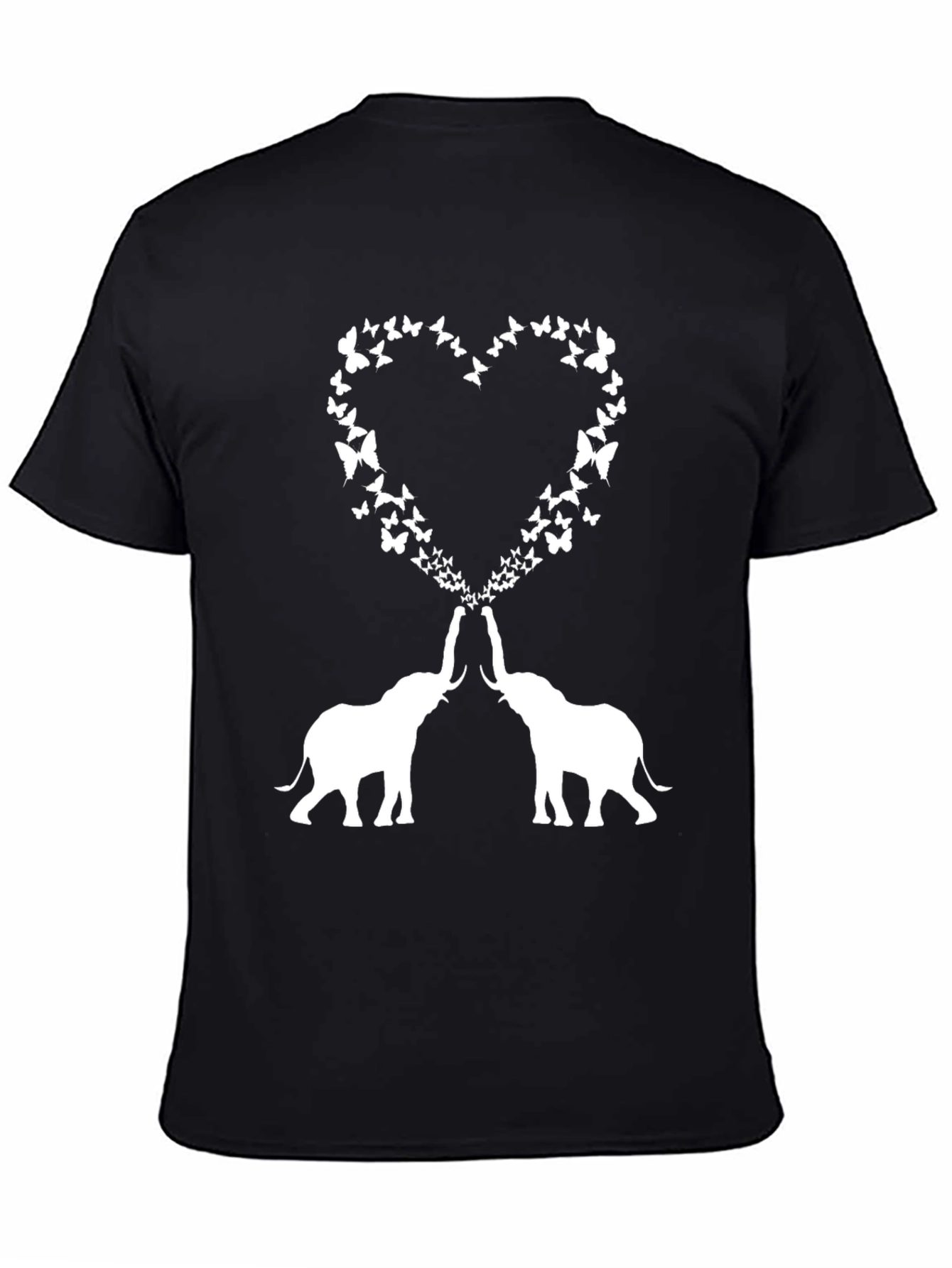 Black Elephant Butterfly Heart Graphic Tee view 4