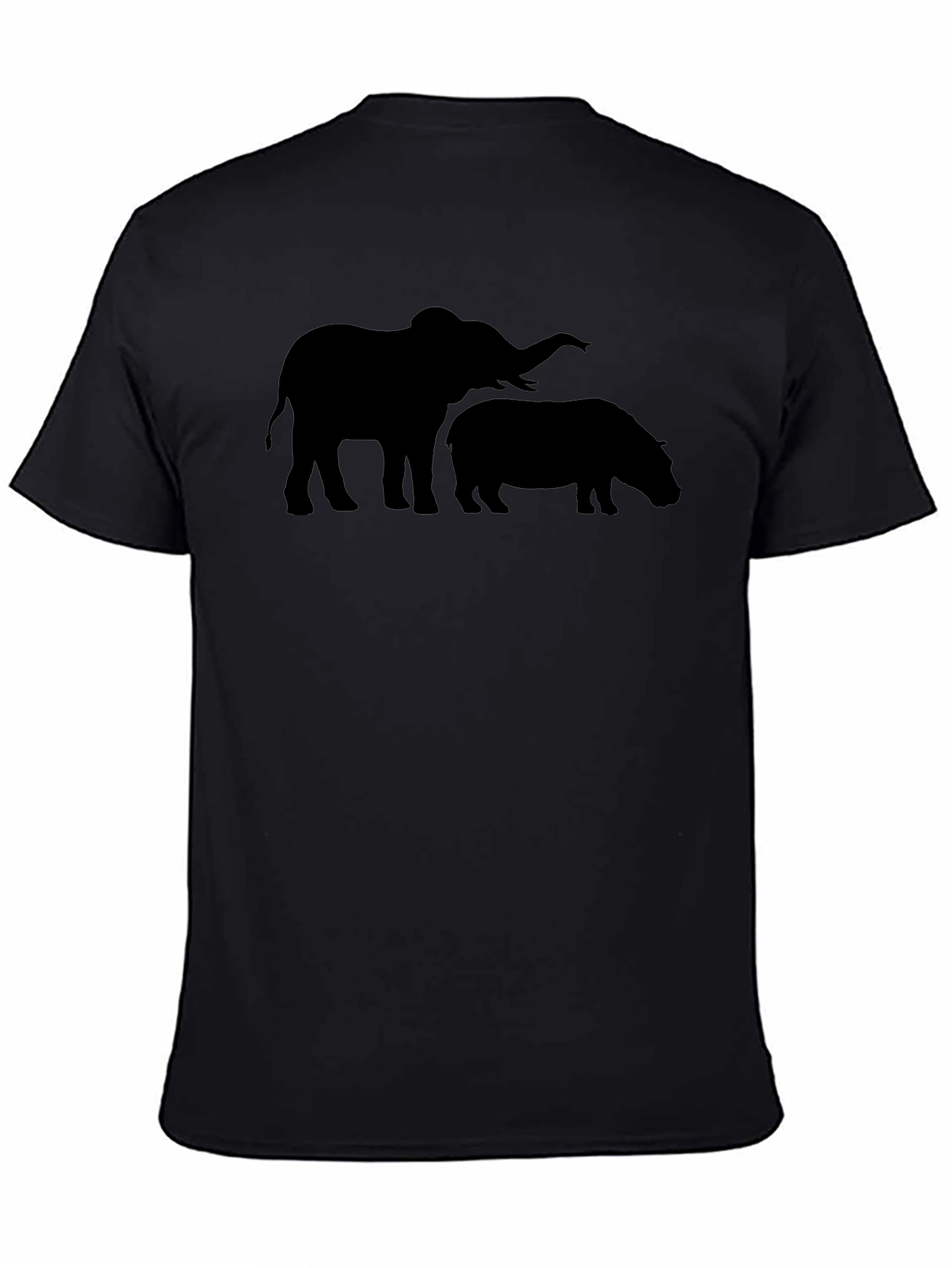 Black Elephant and Hippo Graphic T-Shirt view 4