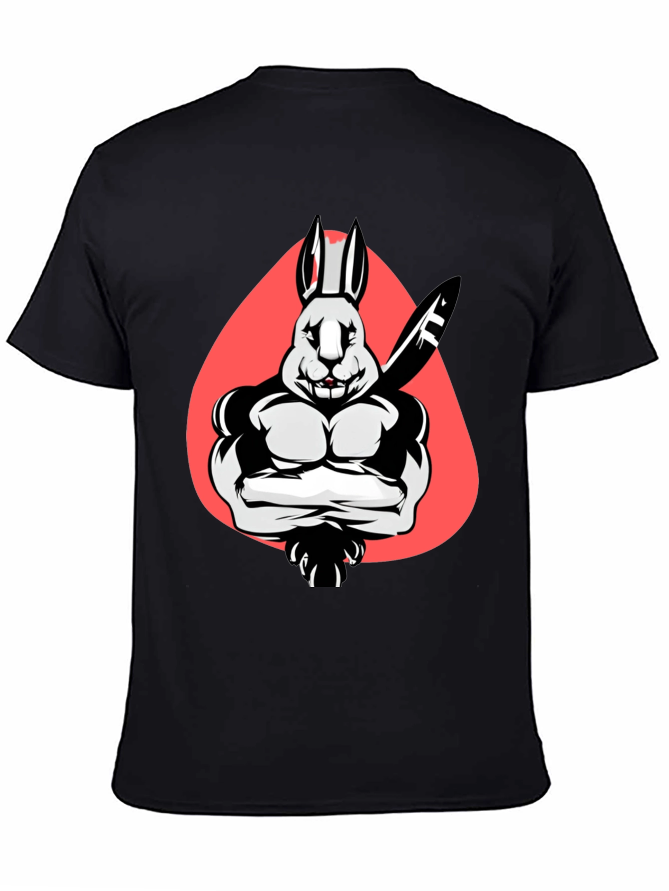 Black Muscle Rabbit T-Shirt - Black Graphic Tee view 4