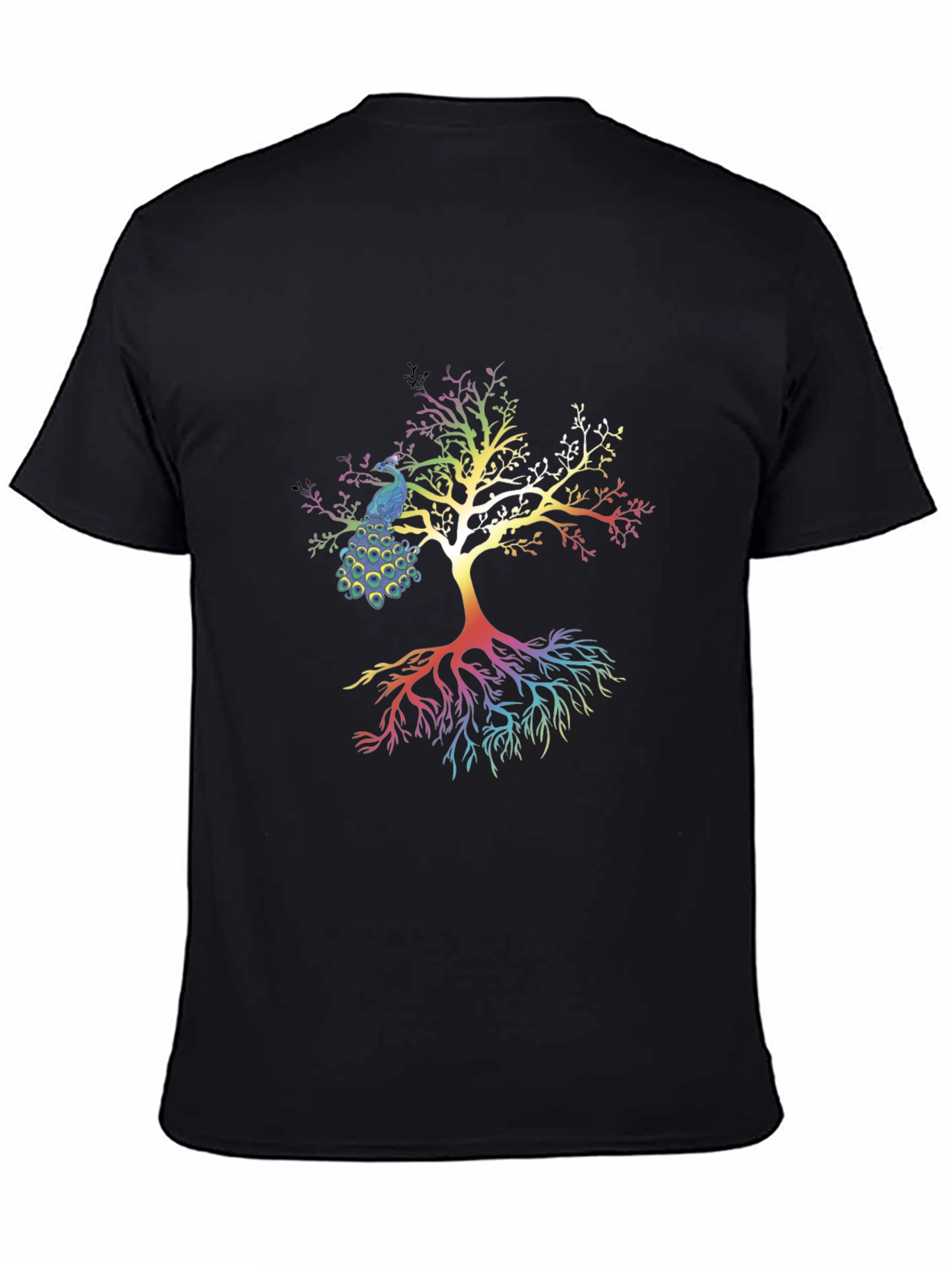 Black Peacock Tree Graphic T-Shirt - Stylish Men's Tee view 4