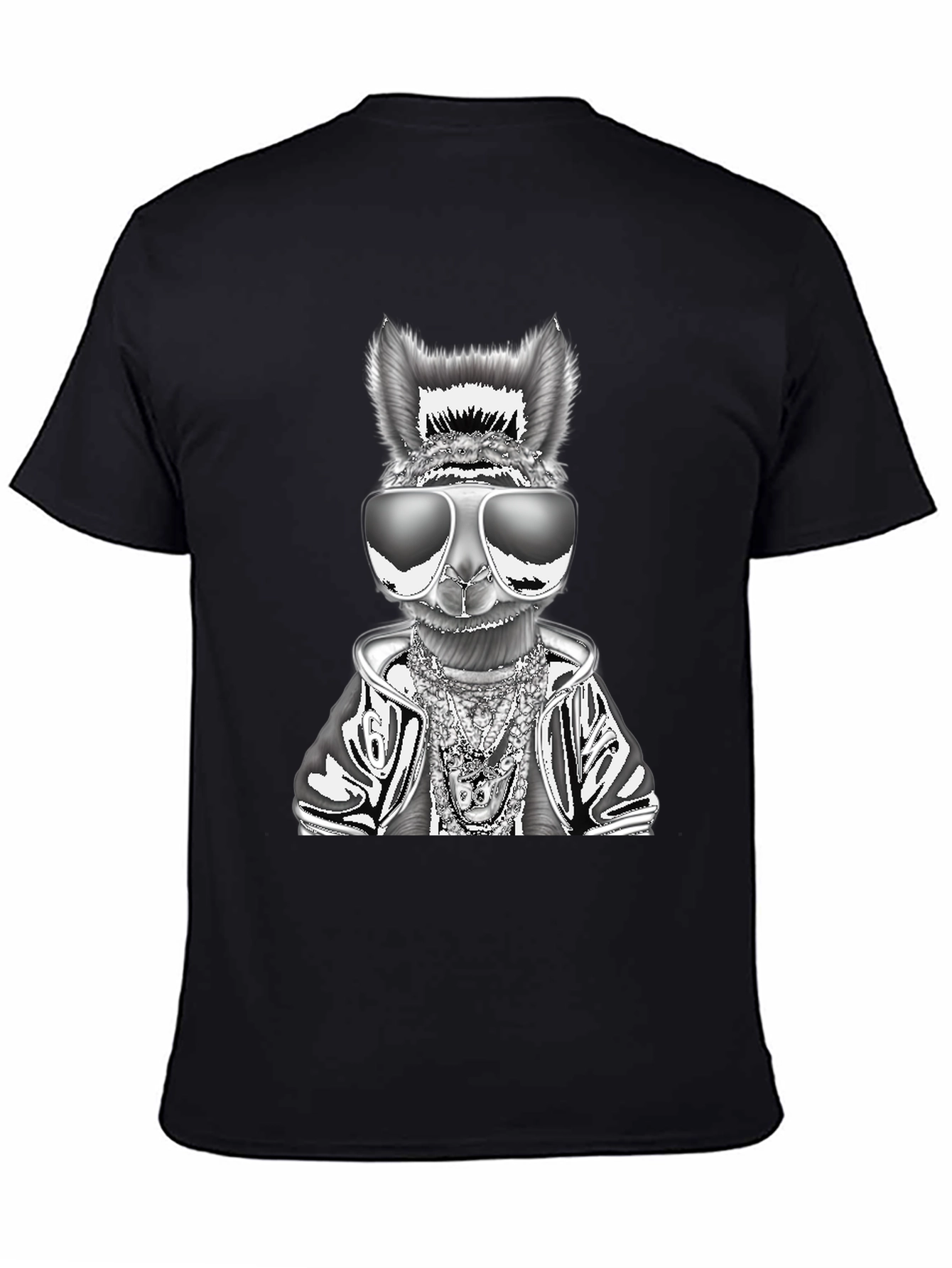 Black Cool Llama Graphic Tee - Black view 4