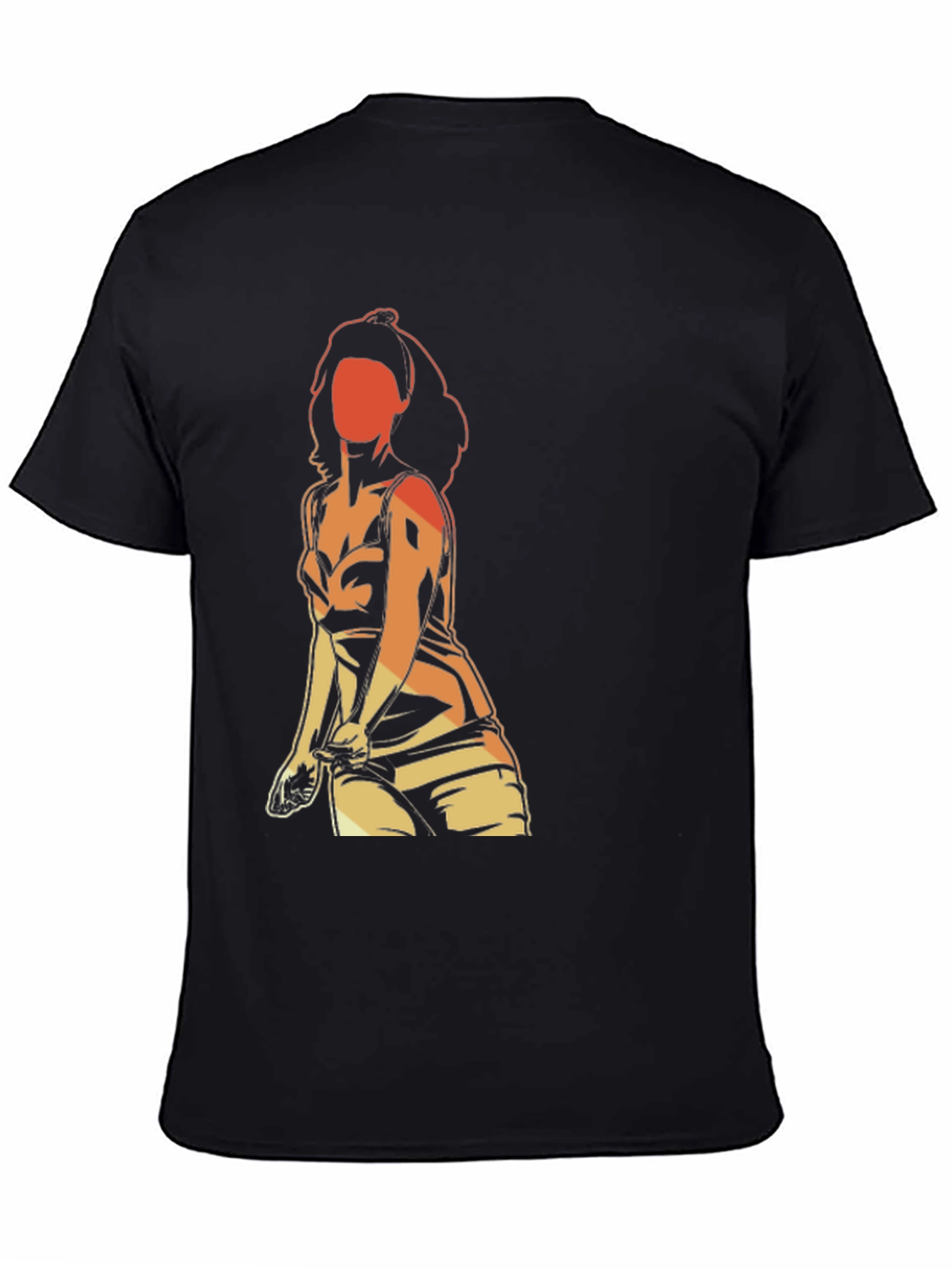 Black Retro Graphic T-Shirt - Woman Silhouette view 4
