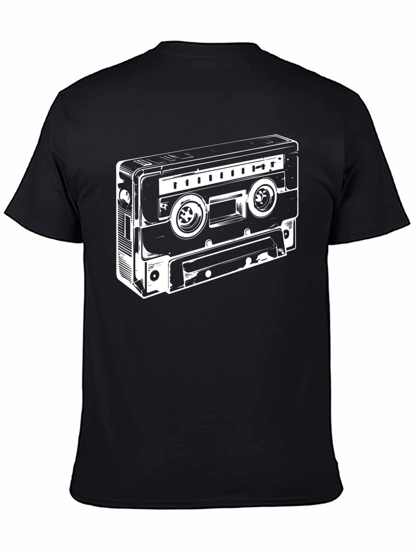 Black Retro Cassette Tape Graphic Tee - Black Cotton Blend view 4