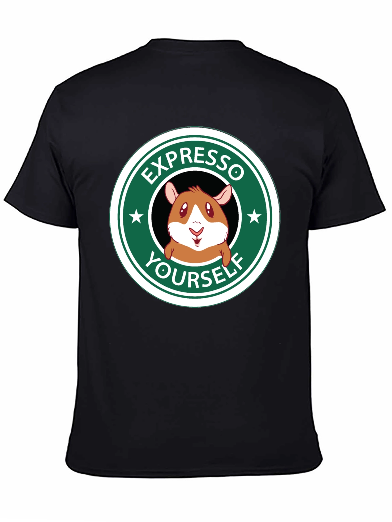 Black Expresso Yourself Graphic T-Shirt - Funny Hamster Design view 4