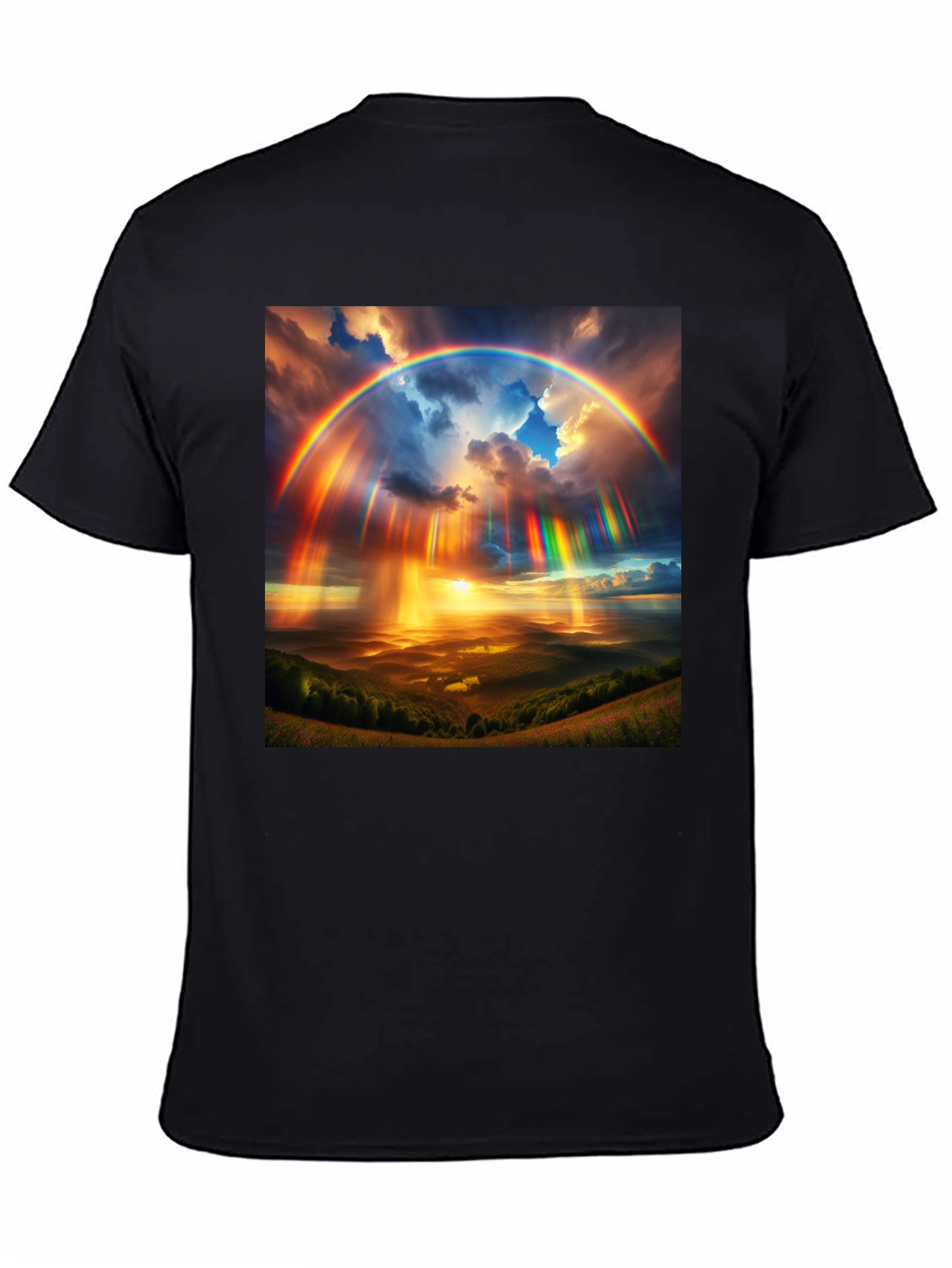 Black Rainbow Sky T-Shirt - Vivid Colors, Unique Design view 4