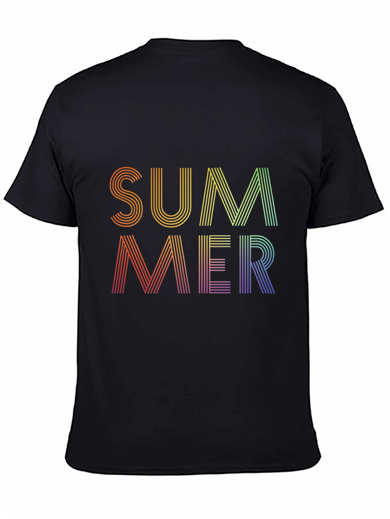 Black Summer Rainbow Graphic Tee - Black Cotton Blend view 4