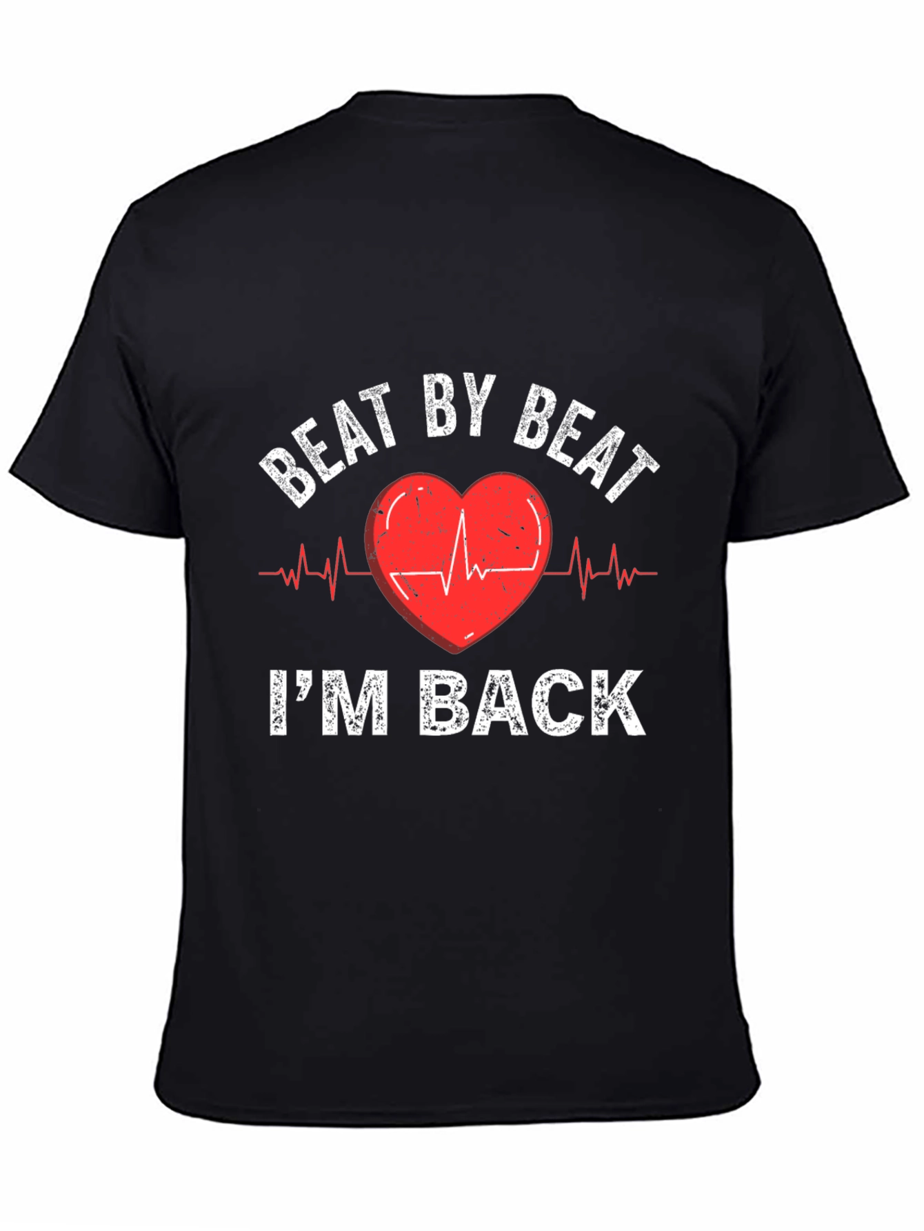 Black Beat By Beat I'm Back Heartbeat T-Shirt view 4