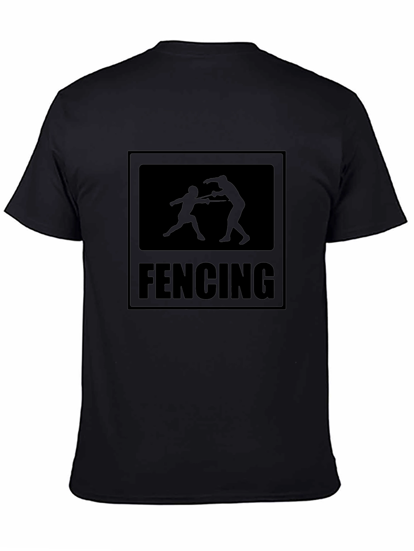 Black Fencing T-Shirt Black Silhouette Design view 4