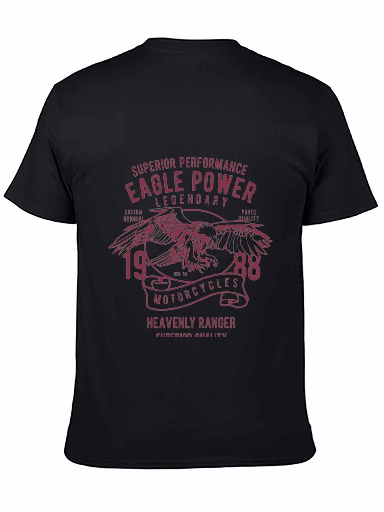Black Eagle Power Motorcycle T-Shirt - Legendary Design view 4