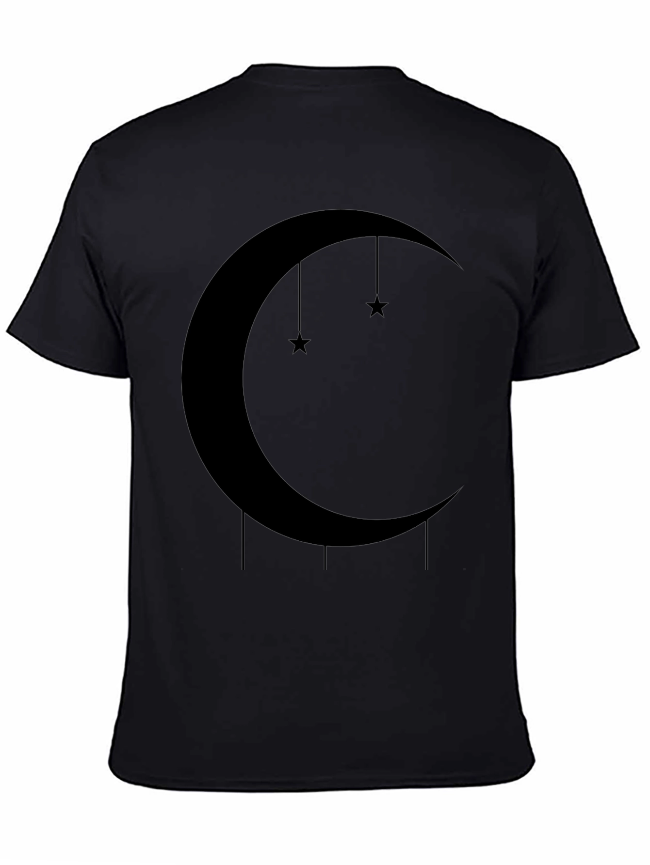 Black Celestial Crescent Moon & Stars Graphic Tee view 4