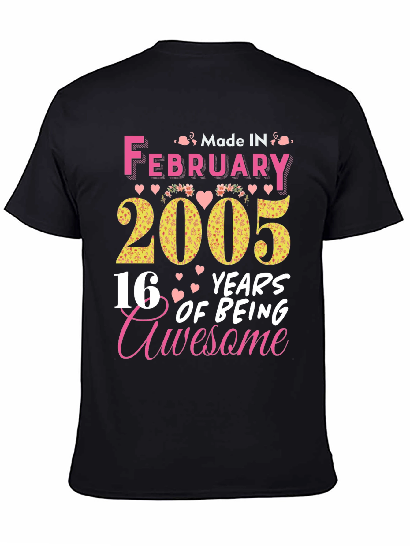 Black February 2005 16 Years Awesome T-Shirt view 4